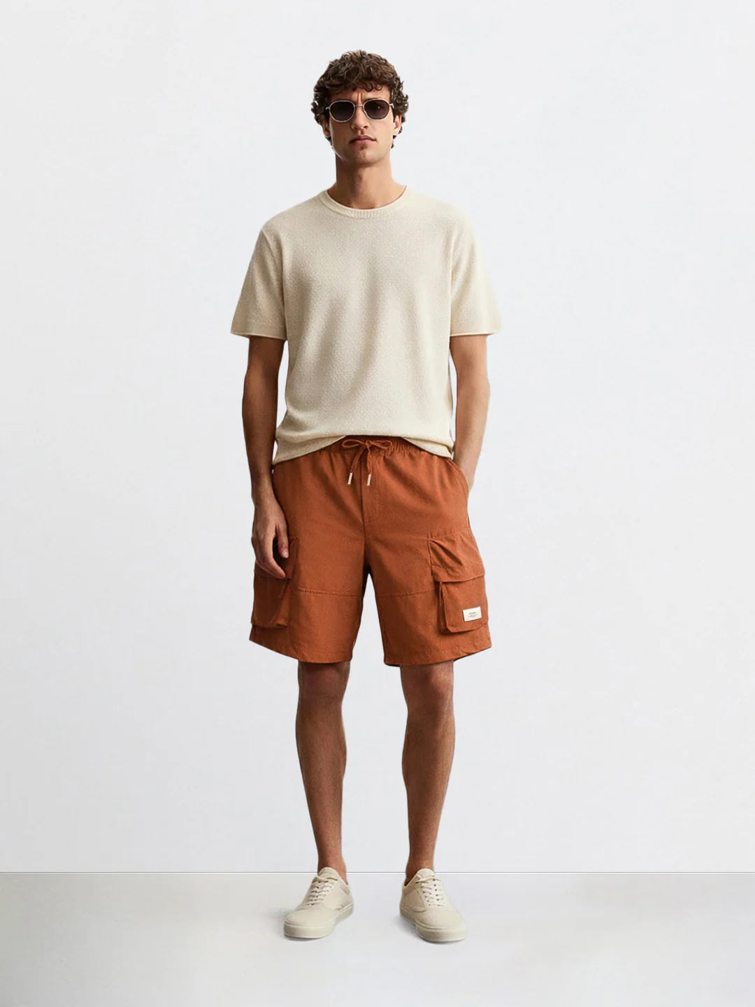 Men's Rust Relaxed Fit Solid Utility Shorts - Image 3