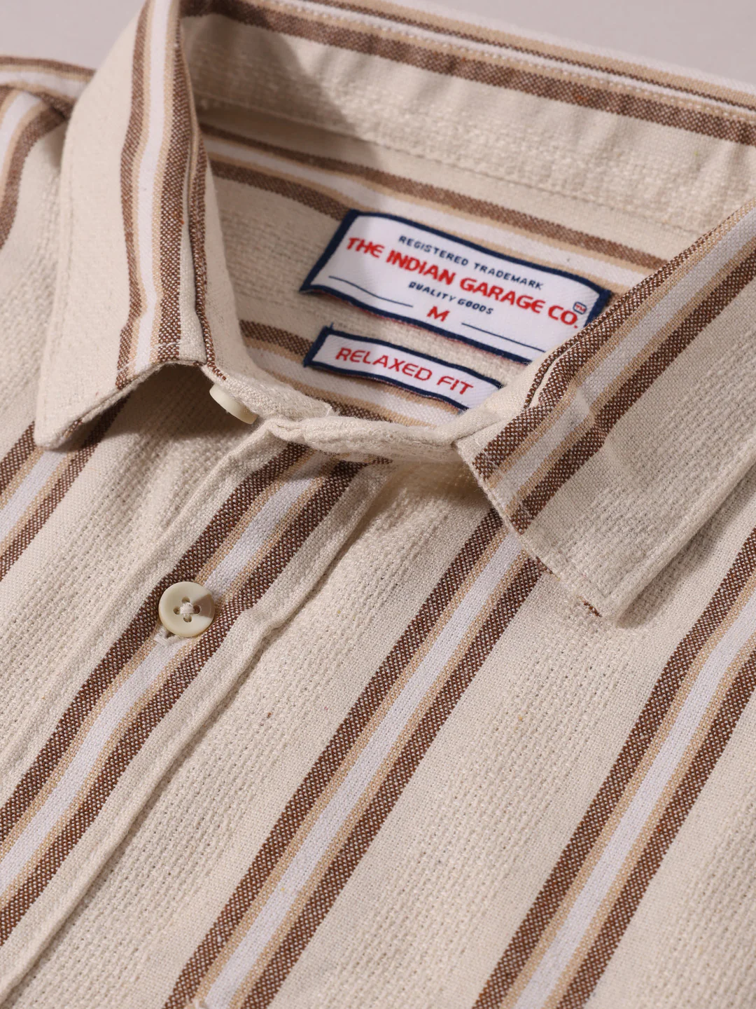Men's Rust Relaxed Fit Striped Casual Shirt - Image 6
