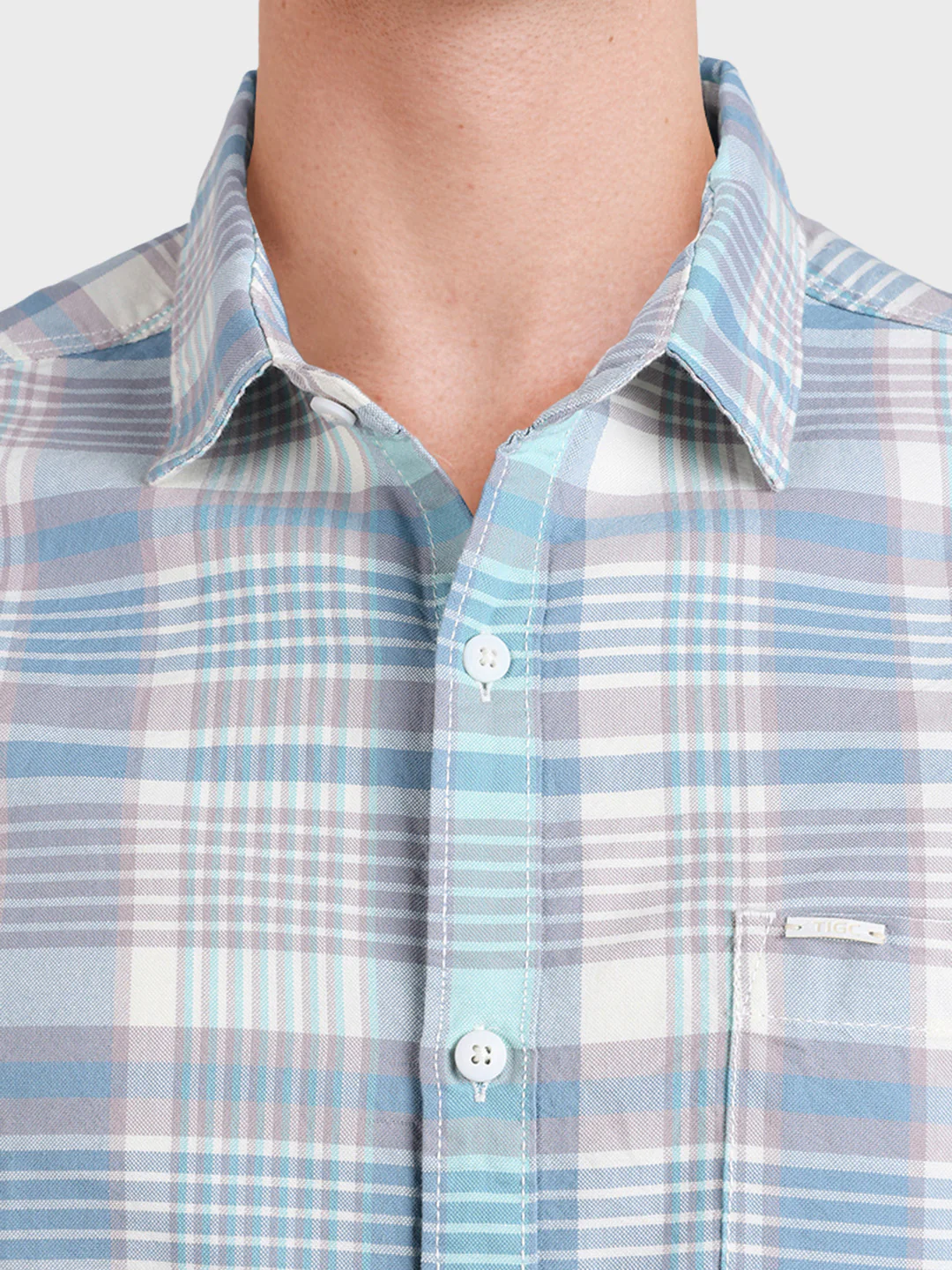 Men's Rust Slim Fit Checkered Casual Shirt - Image 3