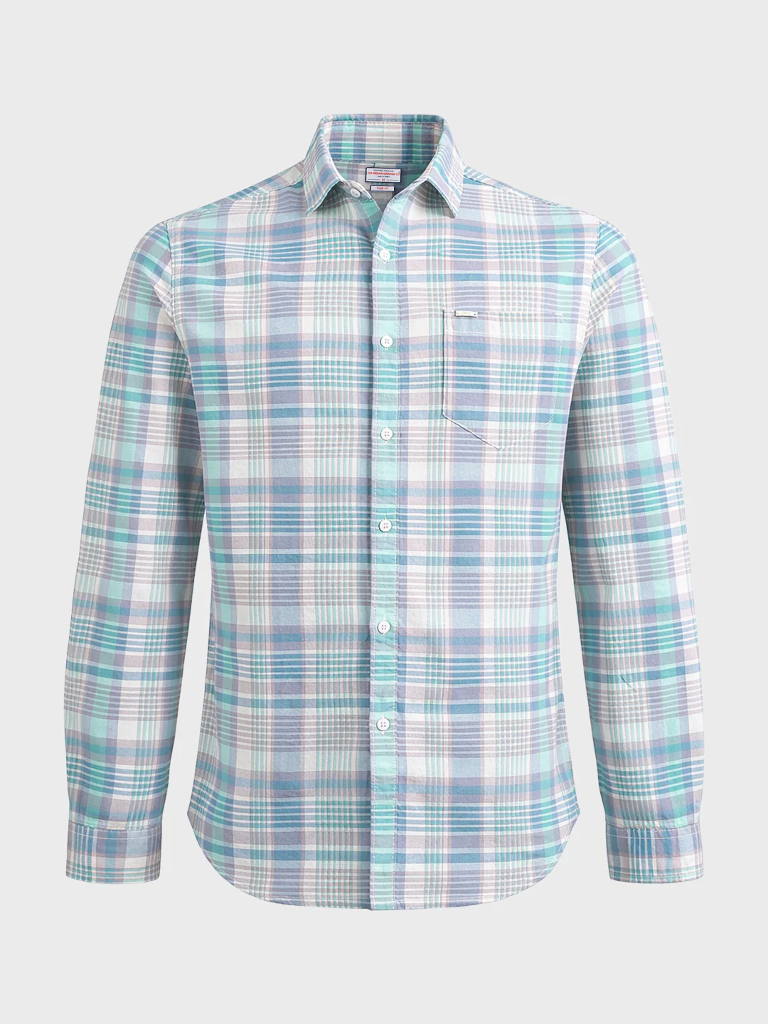 Men's Rust Slim Fit Checkered Casual Shirt - Image 6