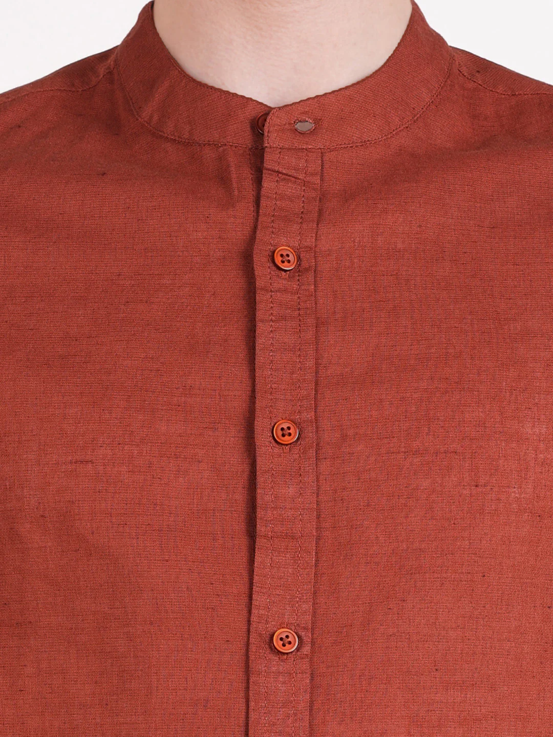 Men's Rust Slim Fit Solid Casual Shirts - Image 7