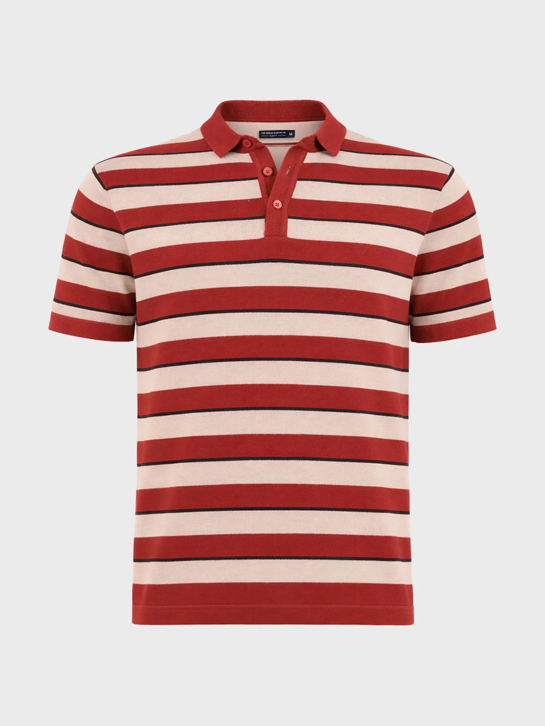 Men's Rust Slim Fit Striped Flat Knit T-Shirt - Image 5