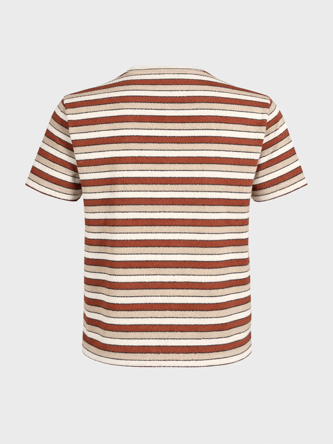 Men's Rust Slim Fit Striped Casual T-Shirt - Image 7