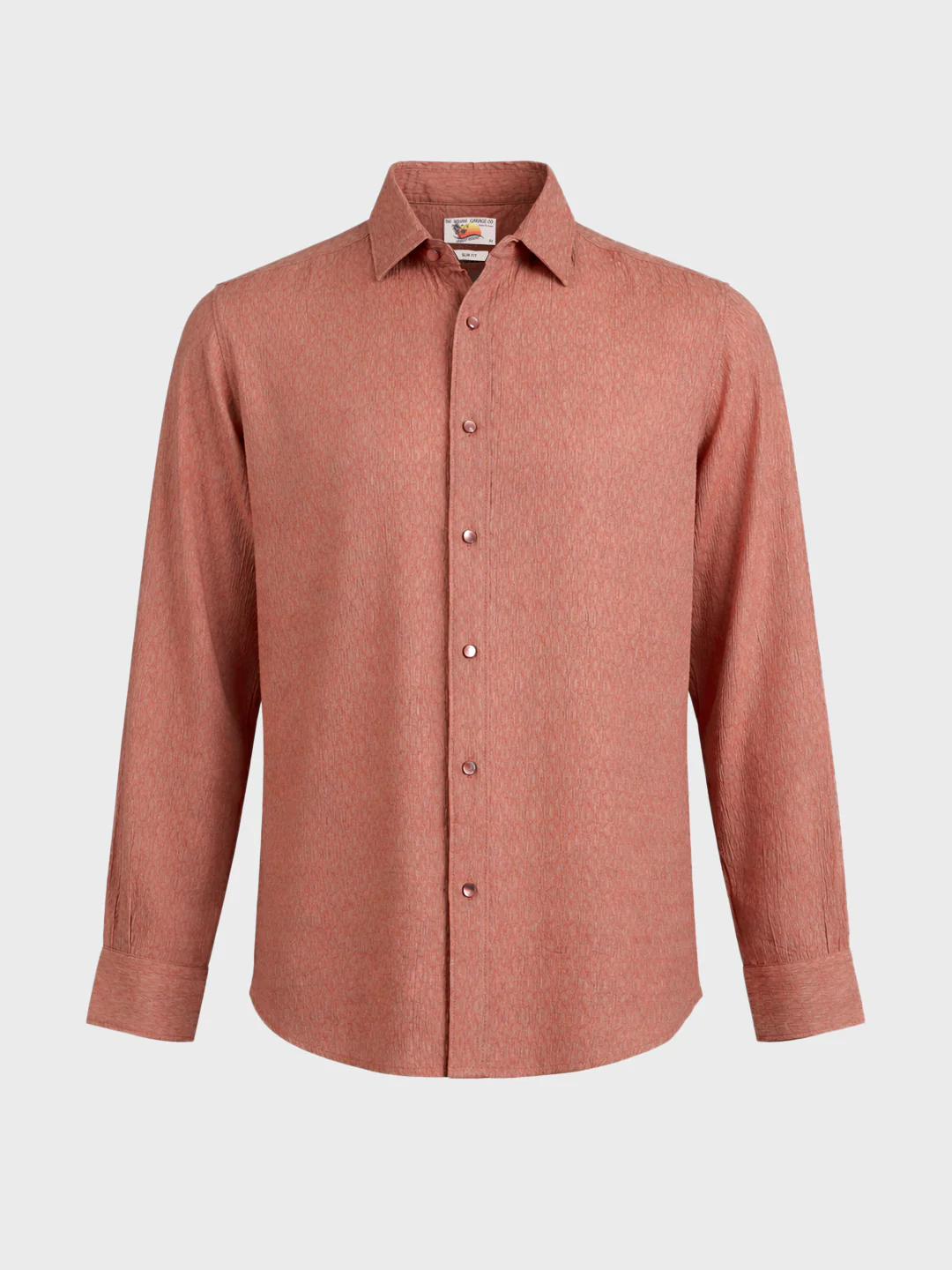 Men's Rust Slim Fit Textured Casual Shirt - Image 6