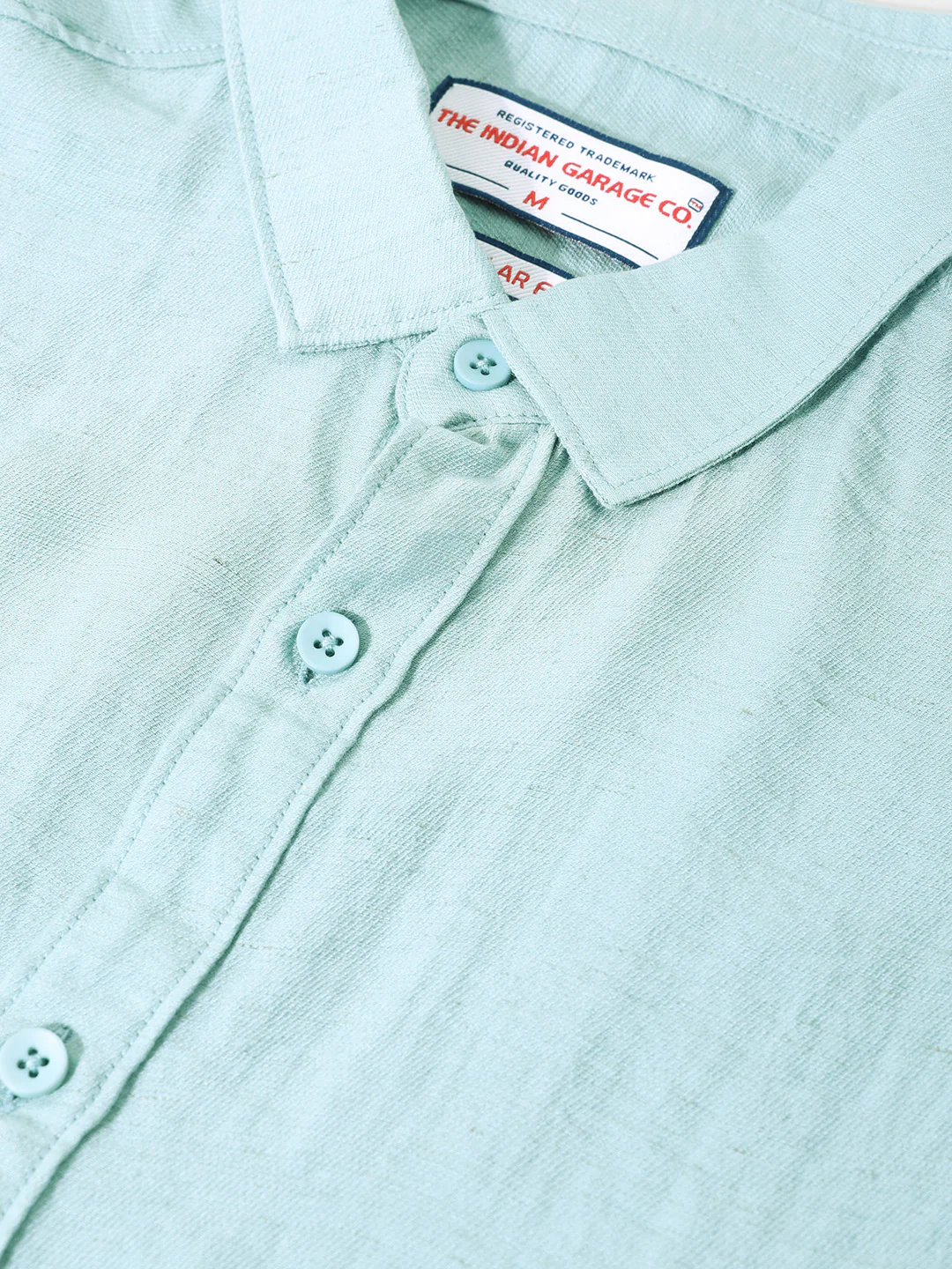 Men's Green Regular Fit Casual Solid Shirt - Image 3