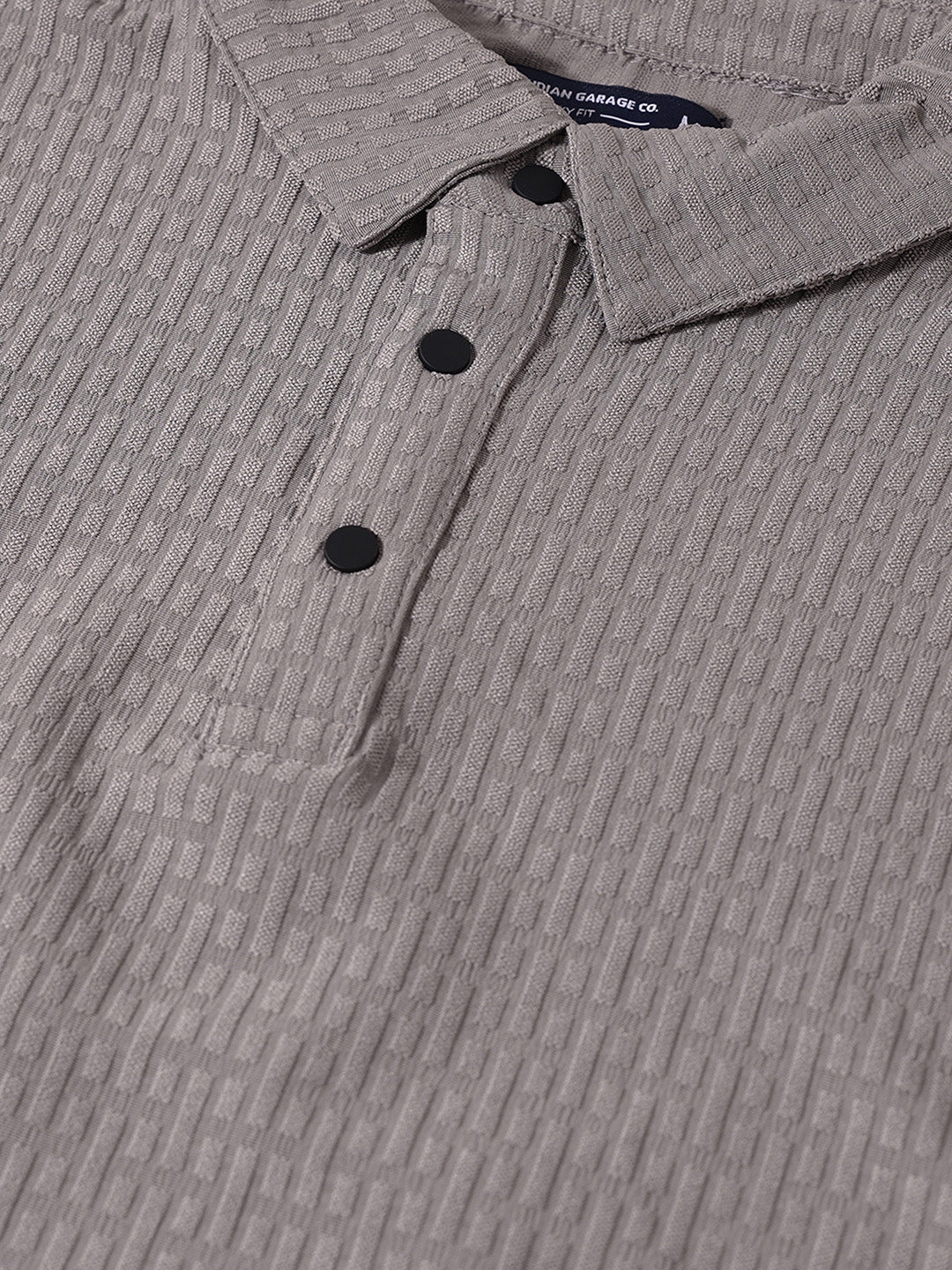 Men's Silver Boxy Fit Textured Casual T-Shirt - Image 5