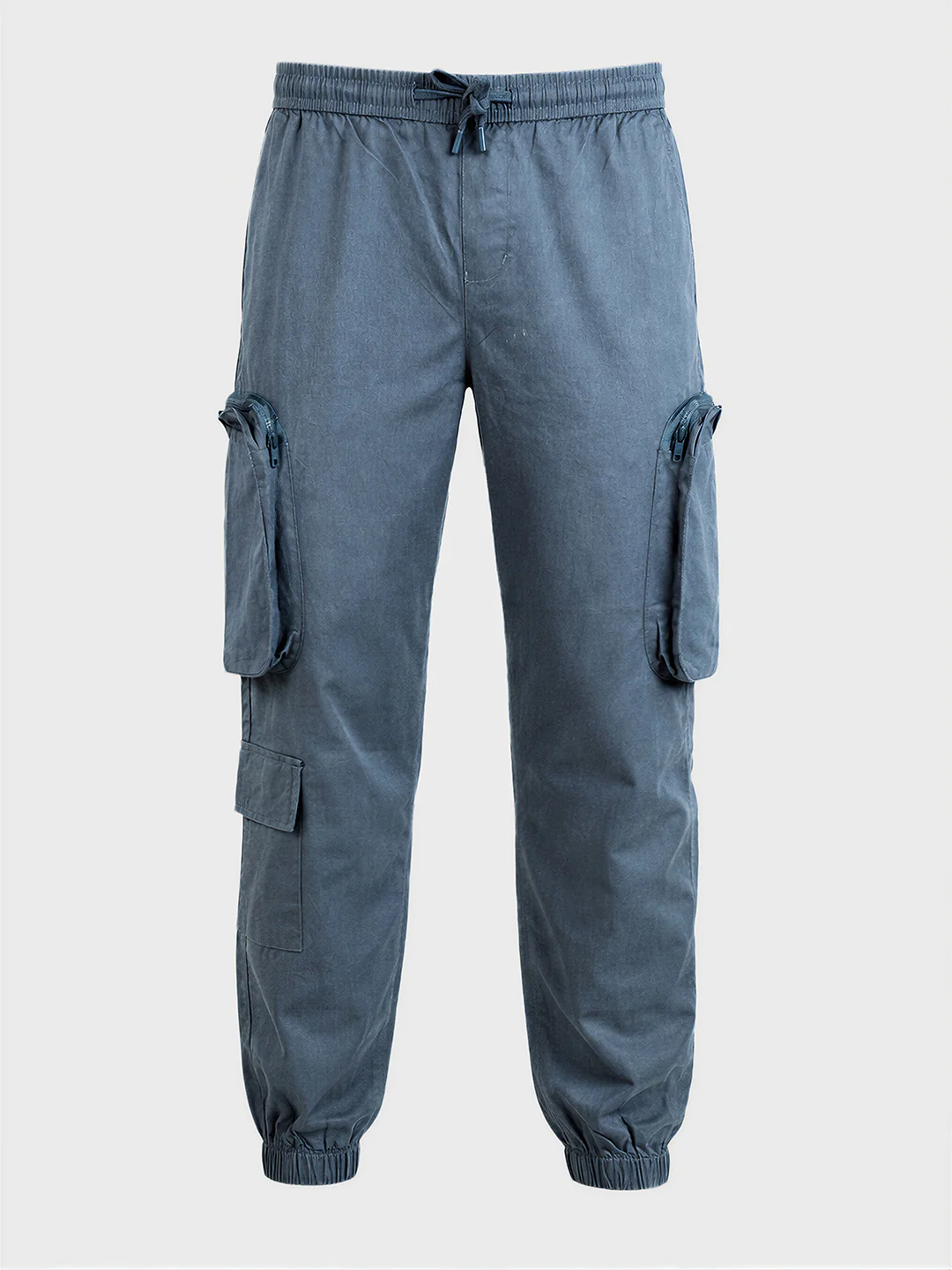 Men's Blue Relaxed Fit Solid Utility Cargo - Image 6