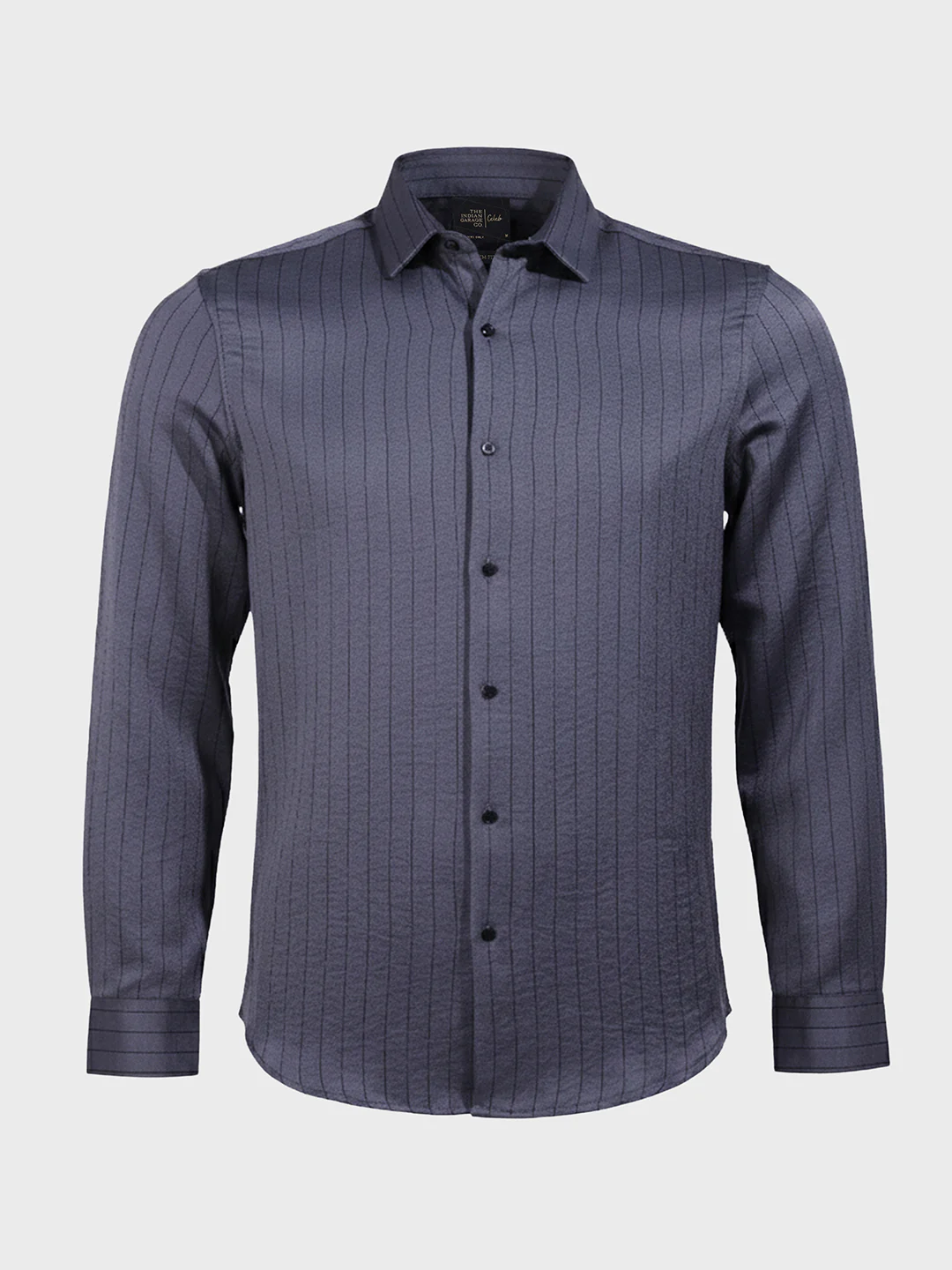 Men's Silver Slim Fit Party Wear Striped Shirt - Image 3