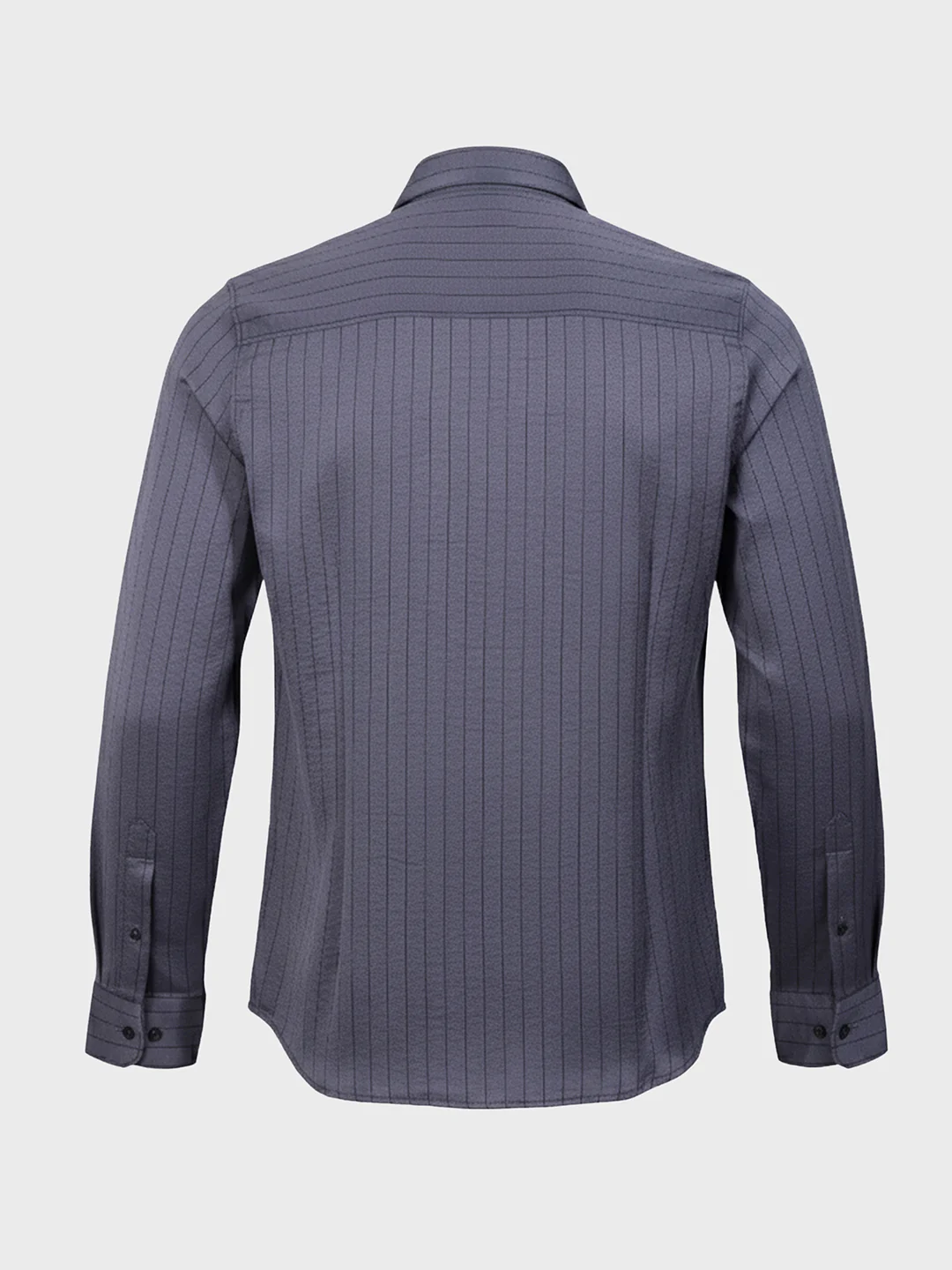 Men's Silver Slim Fit Party Wear Striped Shirt - Image 4