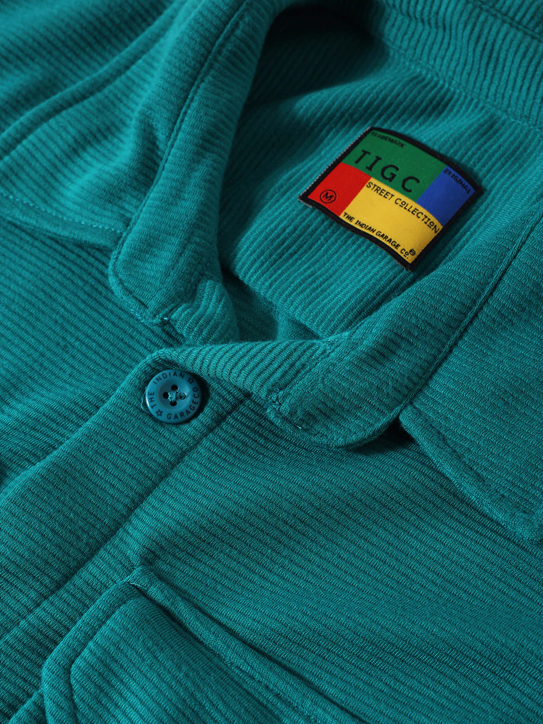 Men's Teal Blue Relaxed Fit Solid Street Wear Shirt - Image 6