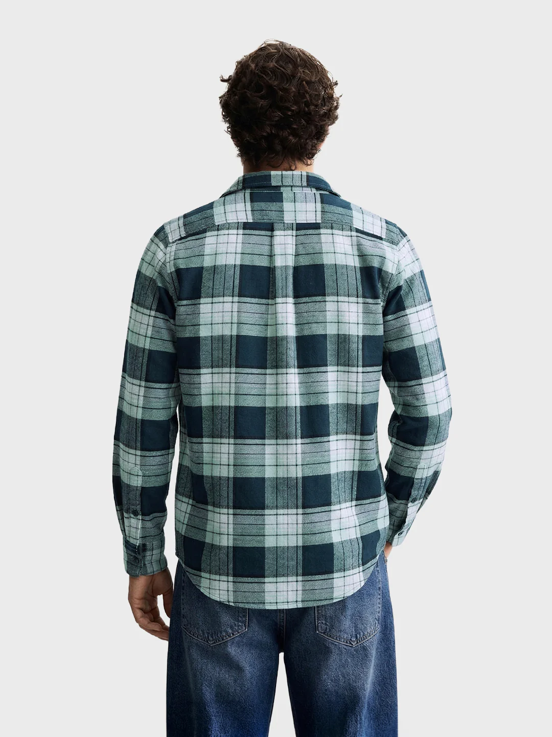 Men's Teal Regular Fit Checked Casual Shirt - Image 5
