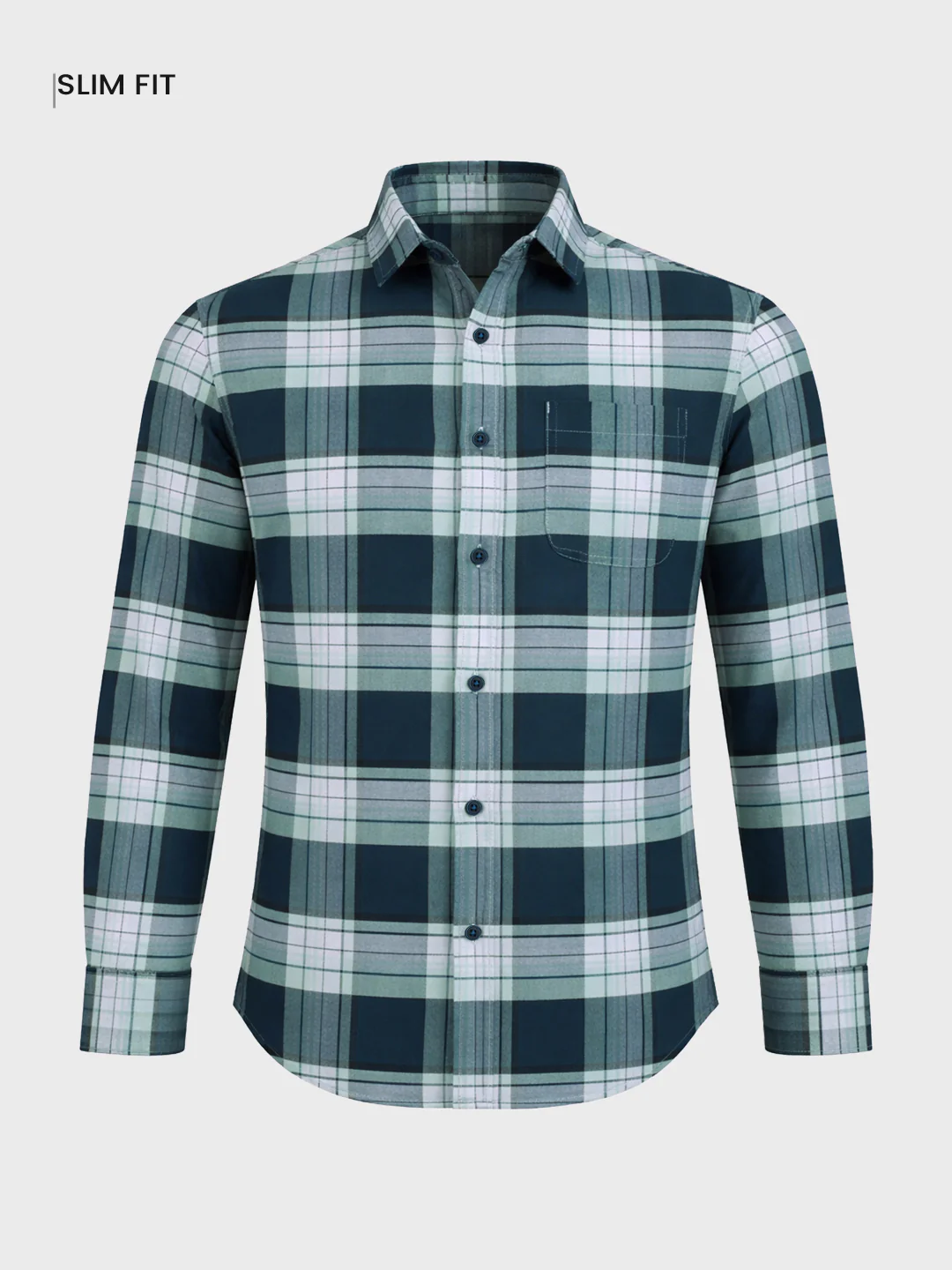 Men's Teal Regular Fit Checked Casual Shirt - Image 6