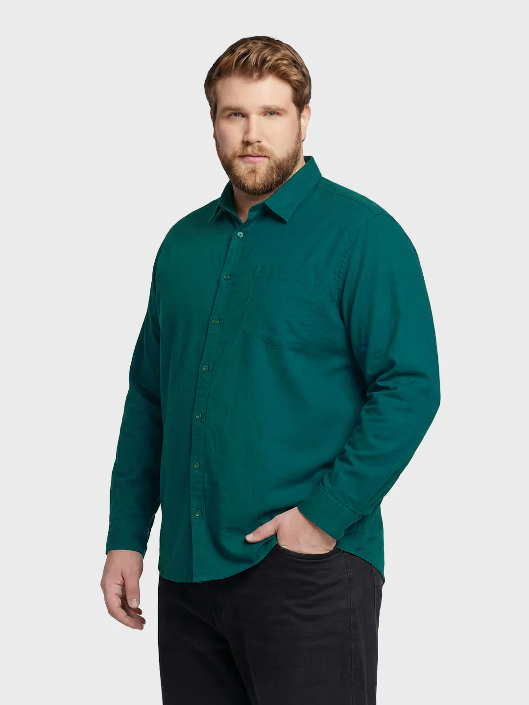 Men's Teal Regular Fit Solid Casual Shirt - Image 2