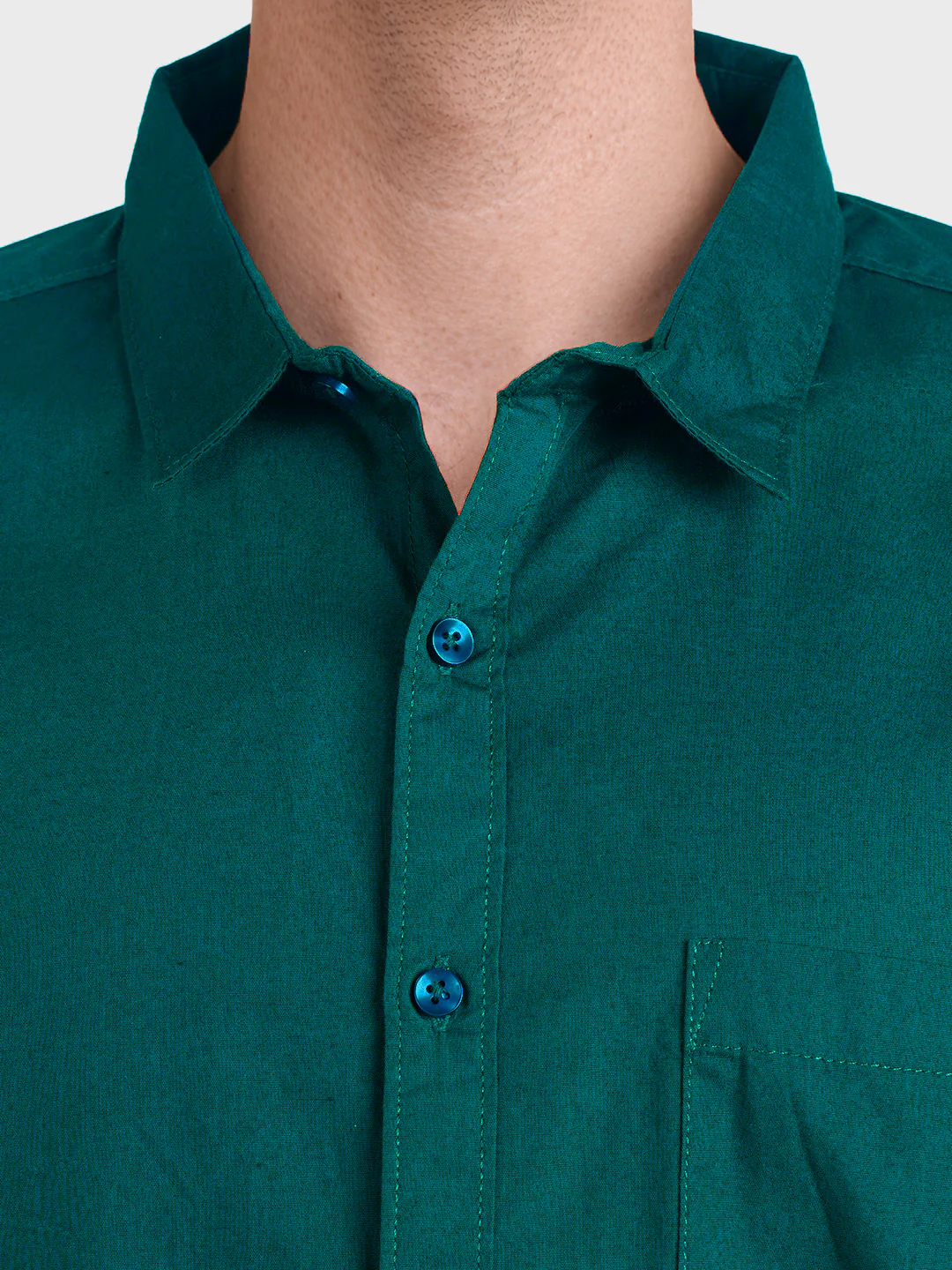 Men's Teal Regular Fit Solid Casual Shirt - Image 6