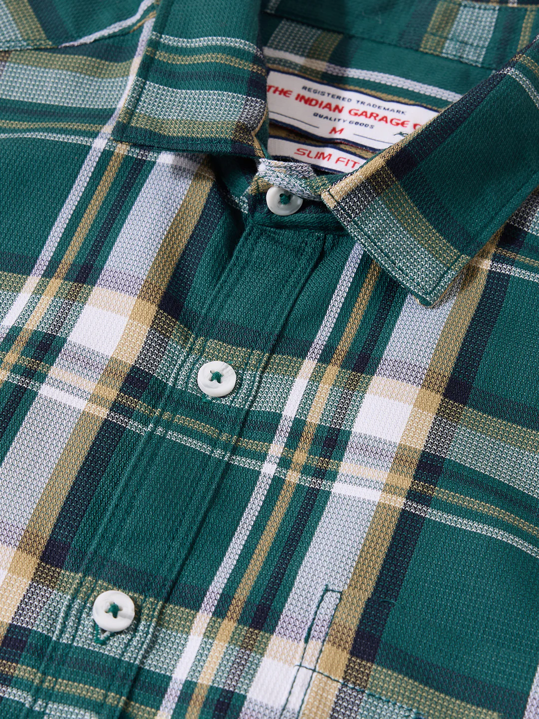 Men's Teal Slim Fit Checked Casual Shirt - Image 3