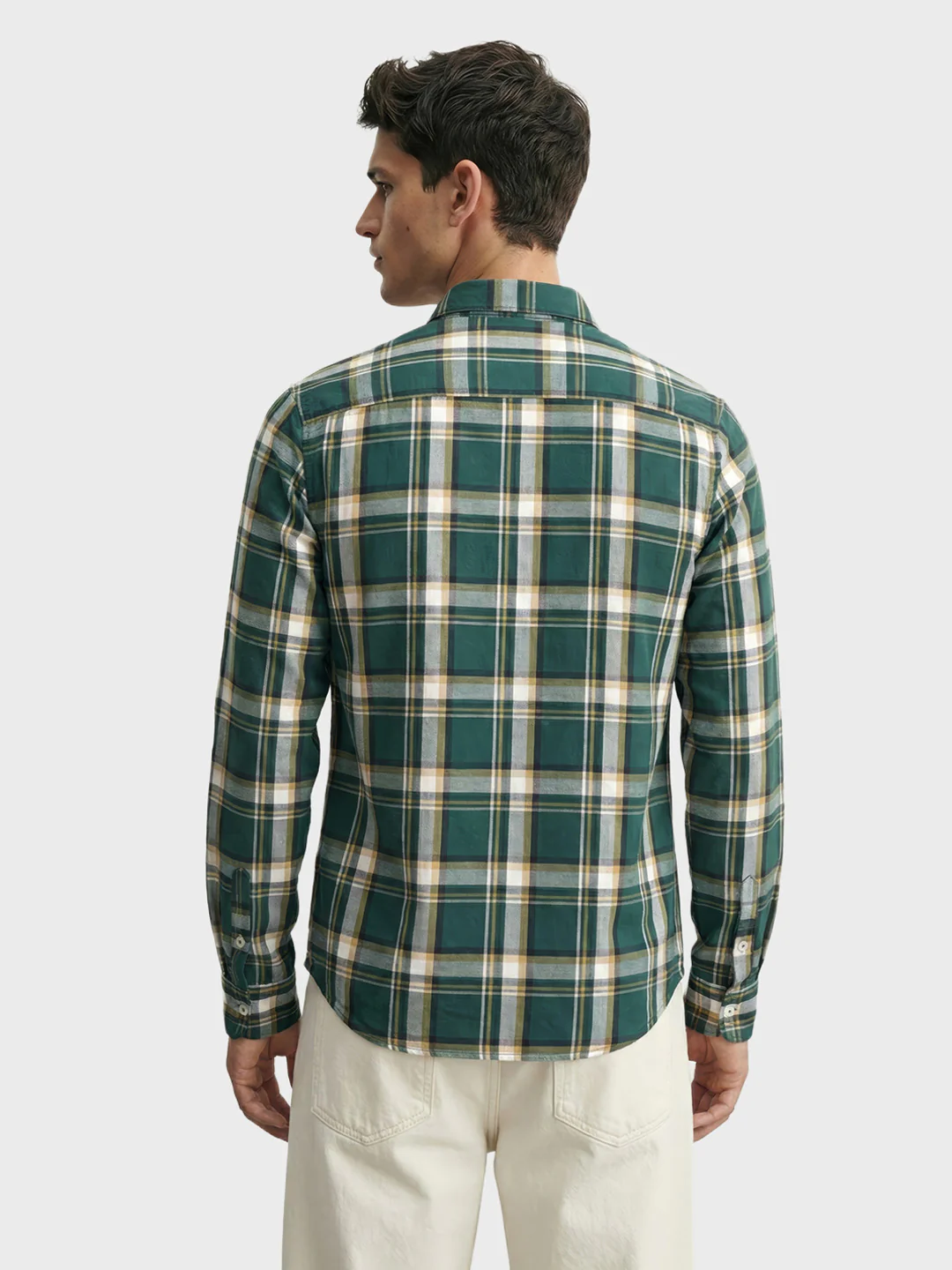 Men's Teal Slim Fit Checked Casual Shirt - Image 4