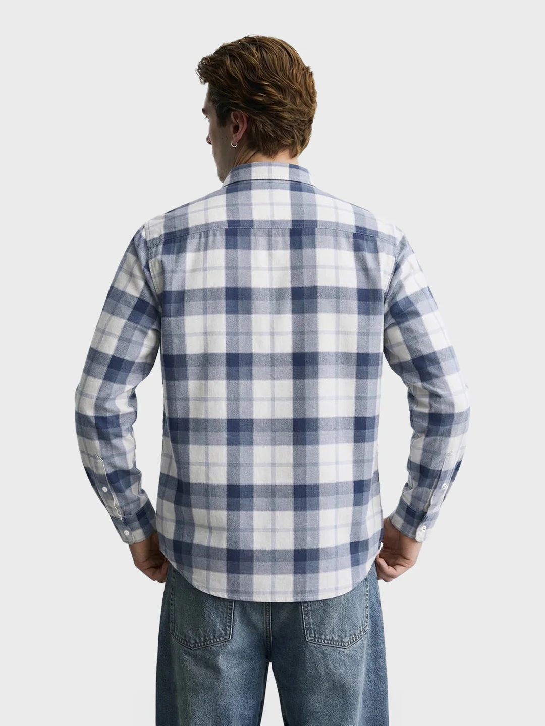 Men's Teal Slim Fit Checkered Casual Shirt - Image 5