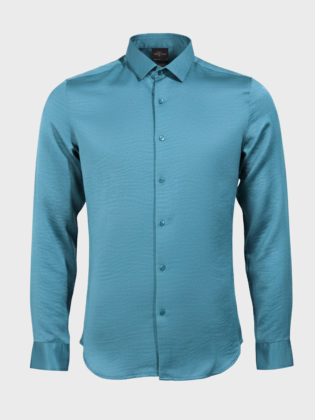Men's Teal Slim Fit Party Wear Solid Shirt - Image 4