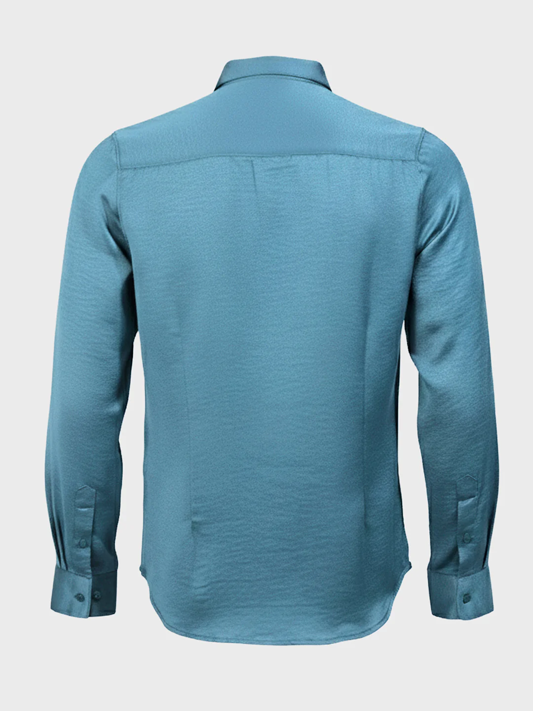 Men's Teal Slim Fit Party Wear Solid Shirt - Image 5