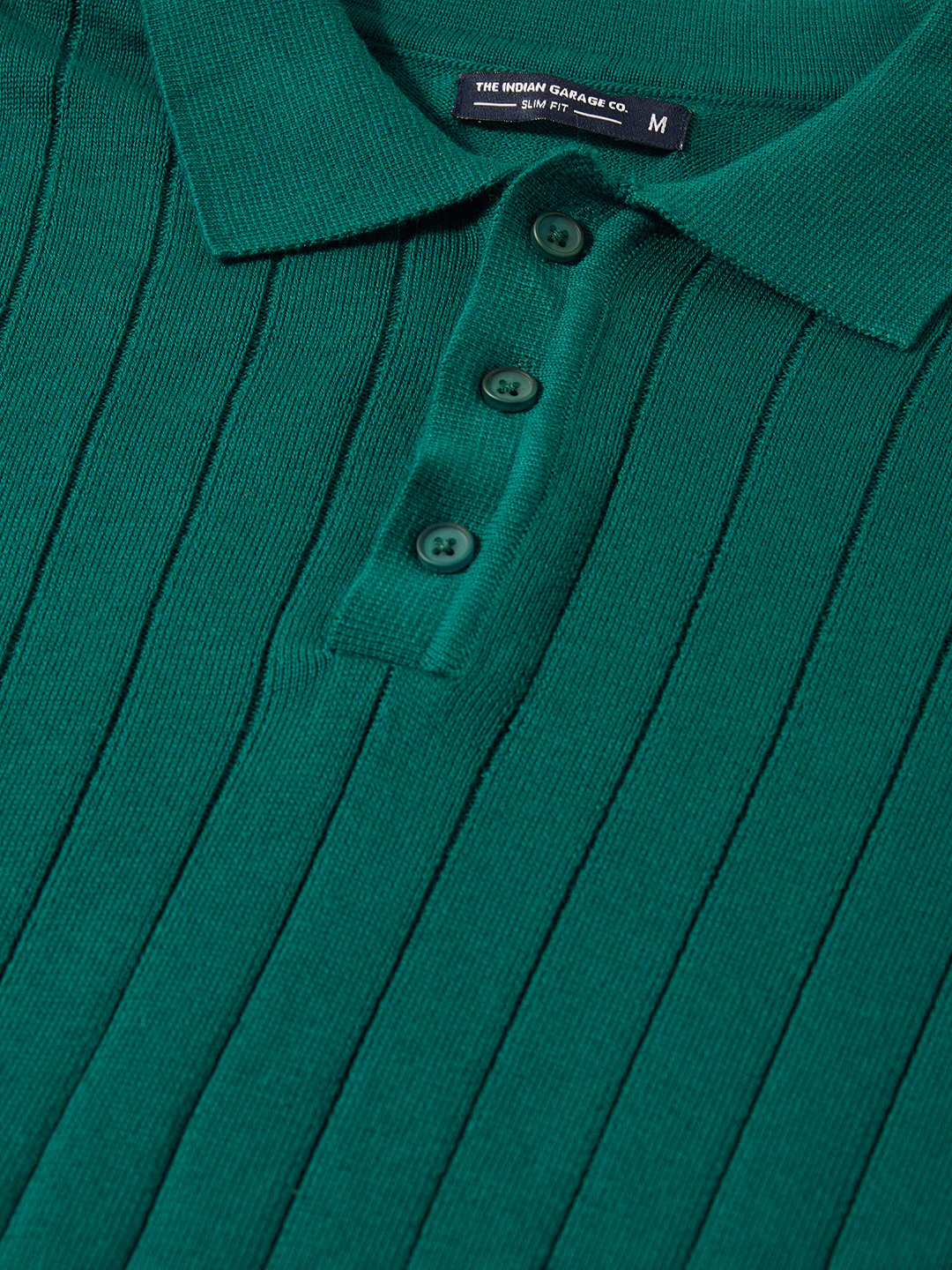 Men's Teal Slim Fit Solid Flat Knit T-Shirt - Image 3