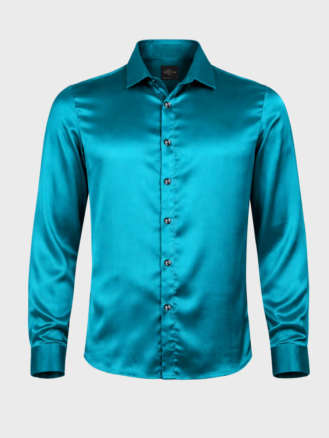 Men's Teal Slim Fit Solid Party Wear Shirt - Image 4