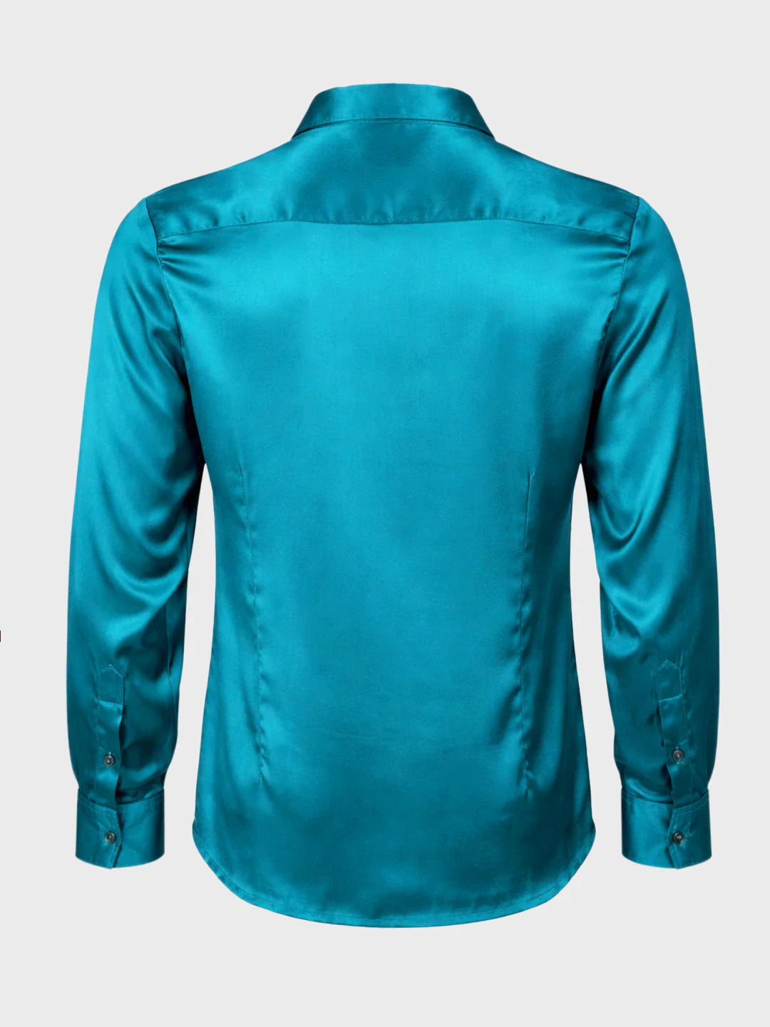 Men's Teal Slim Fit Solid Party Wear Shirt - Image 5