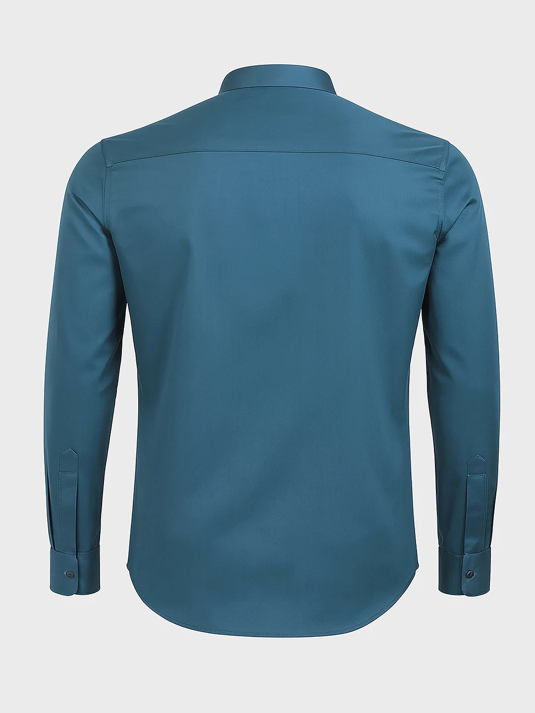 Men's Teal Slim Fit Solid Party Wear Shirt - Image 5