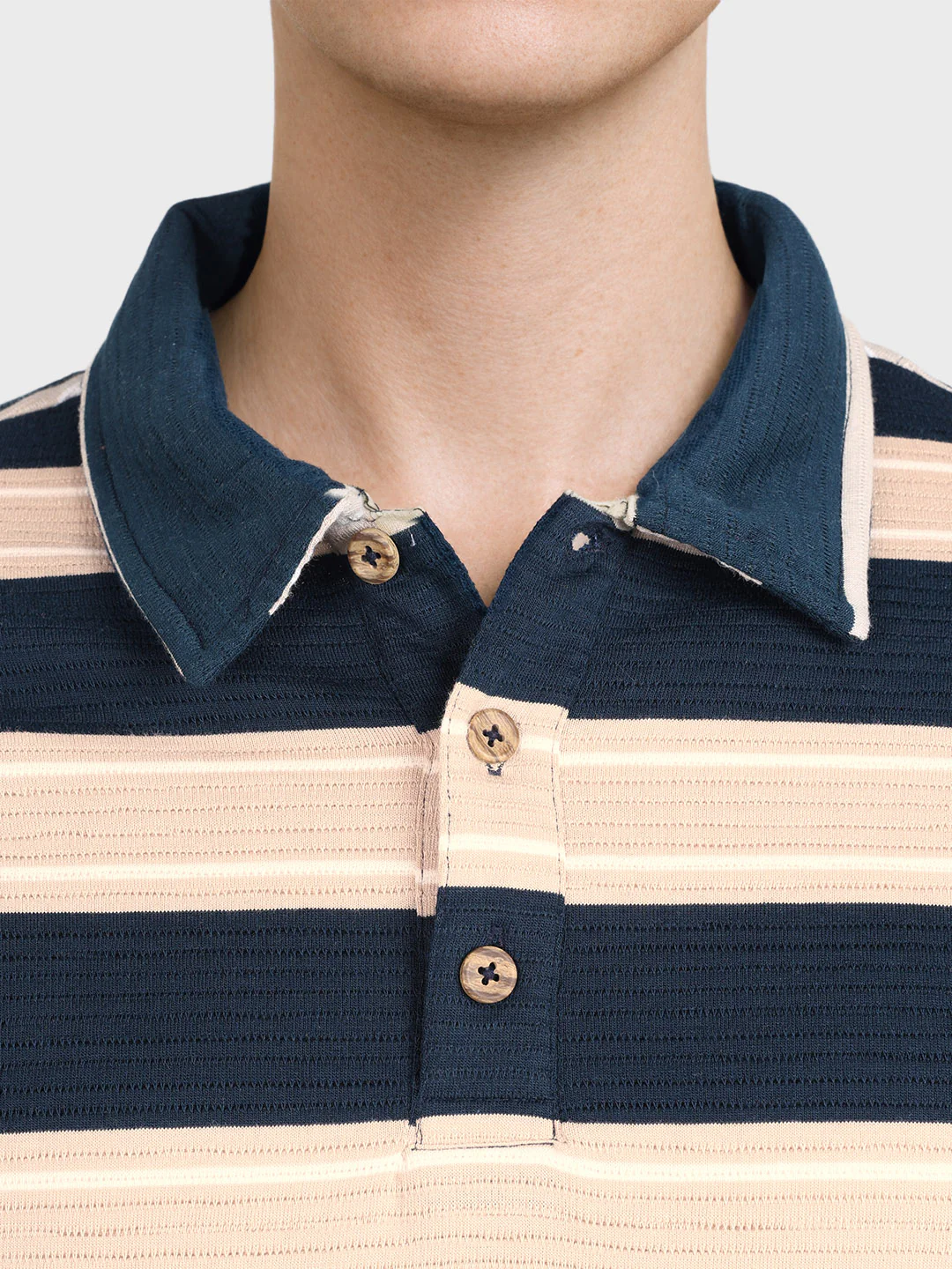 Men's Teal Slim Fit Striped Casual T-Shirt - Image 3