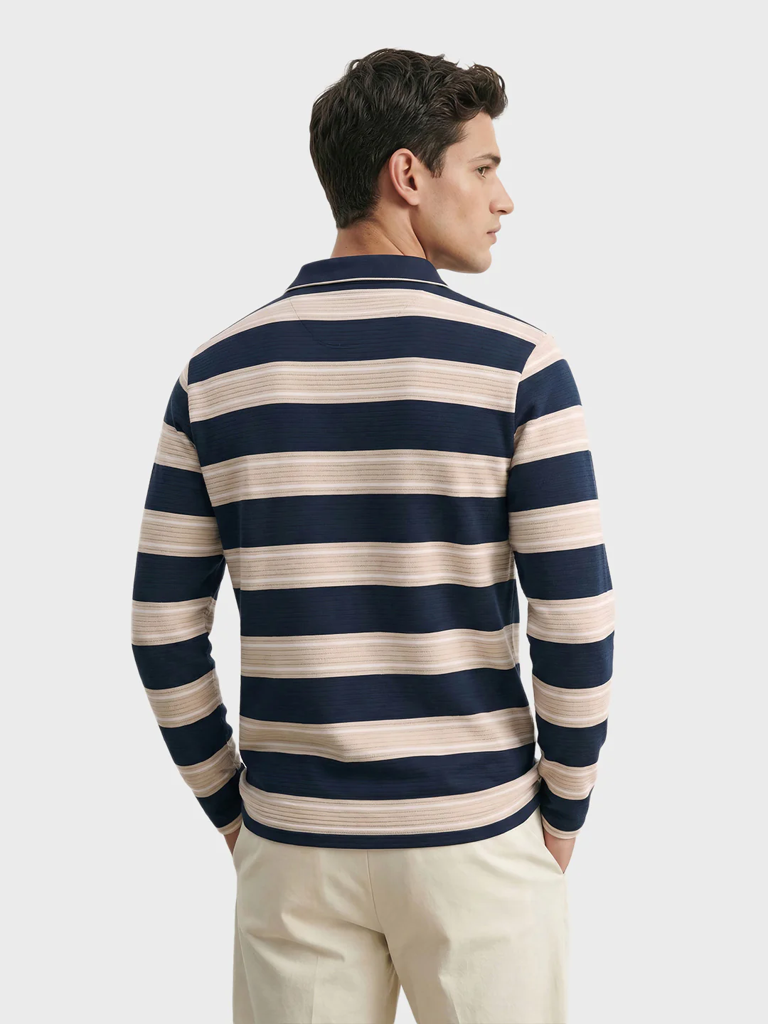 Men's Teal Slim Fit Striped Casual T-Shirt - Image 5