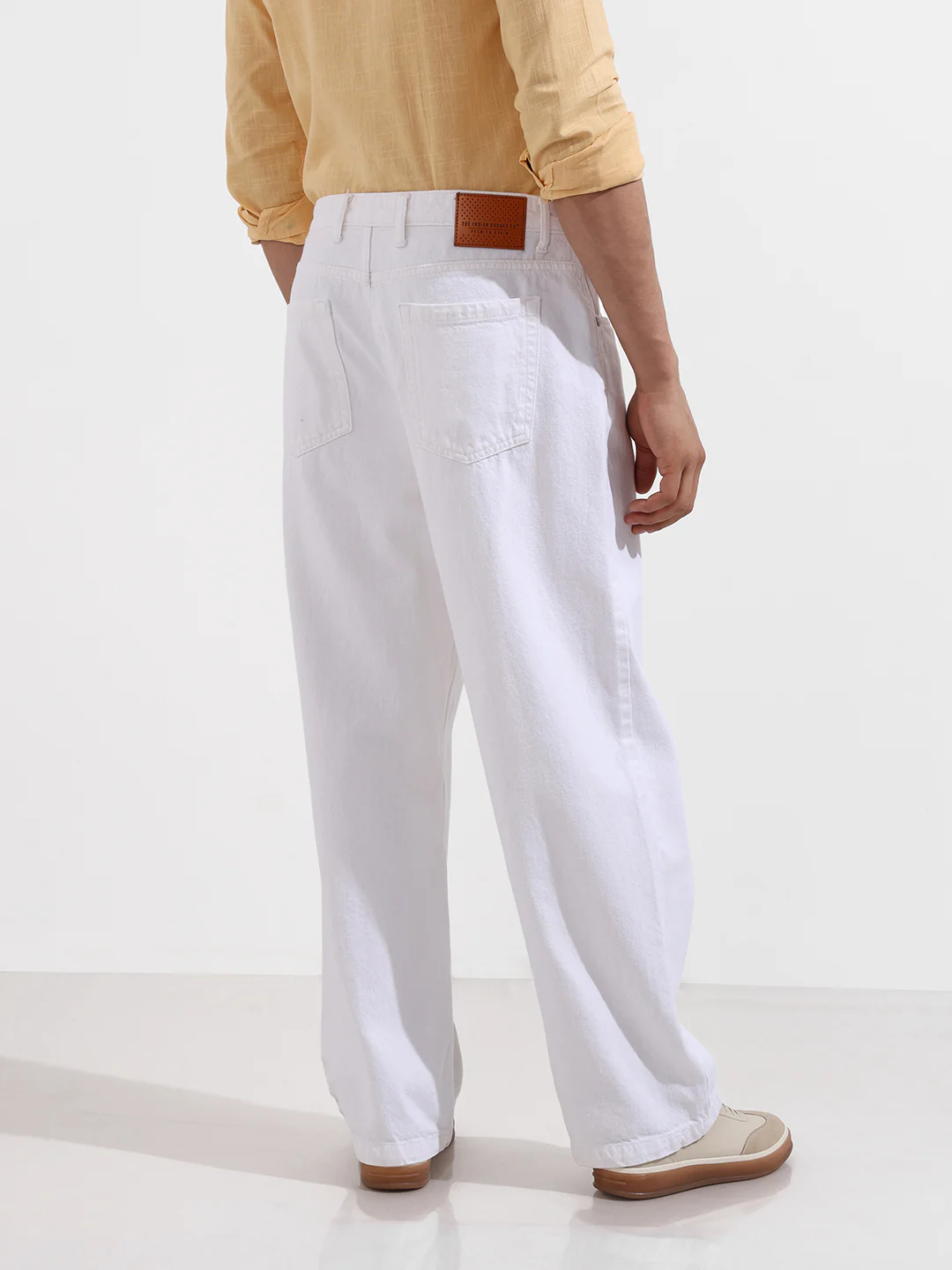 Men's White Baggy Fit Solid Casual Jeans - Image 5