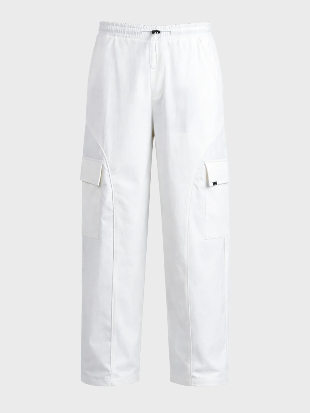 Men's White Baggy Fit Solid Utility Cargo - Image 6