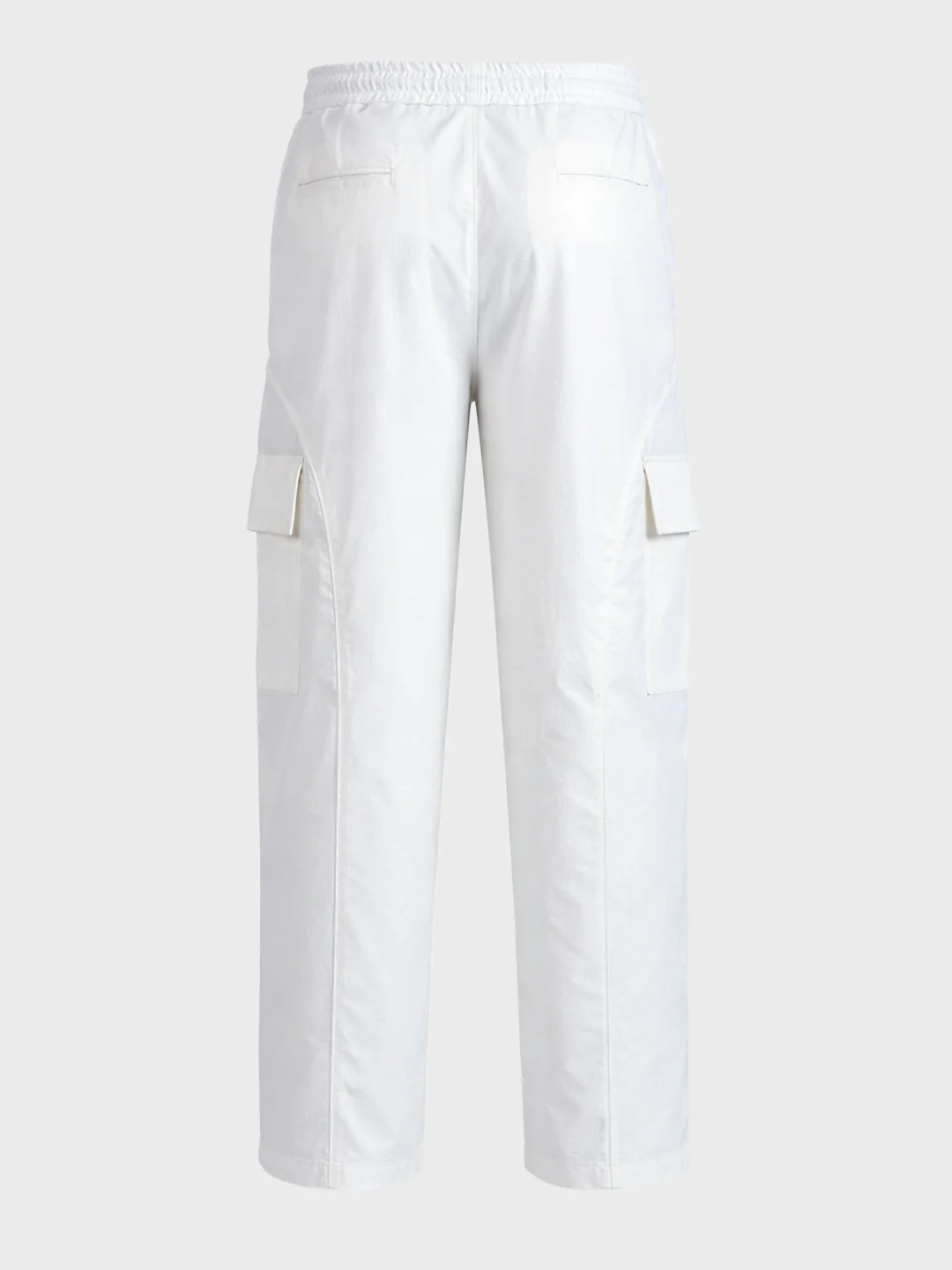 Men's White Baggy Fit Solid Utility Cargo - Image 7