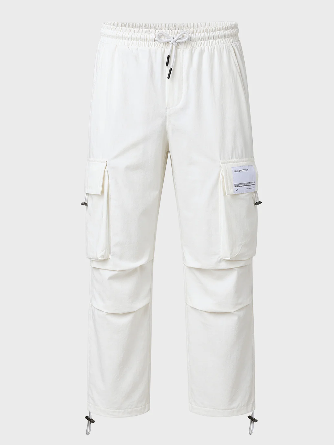 Men's White Baggy Fit Solid Utility Cargo - Image 6