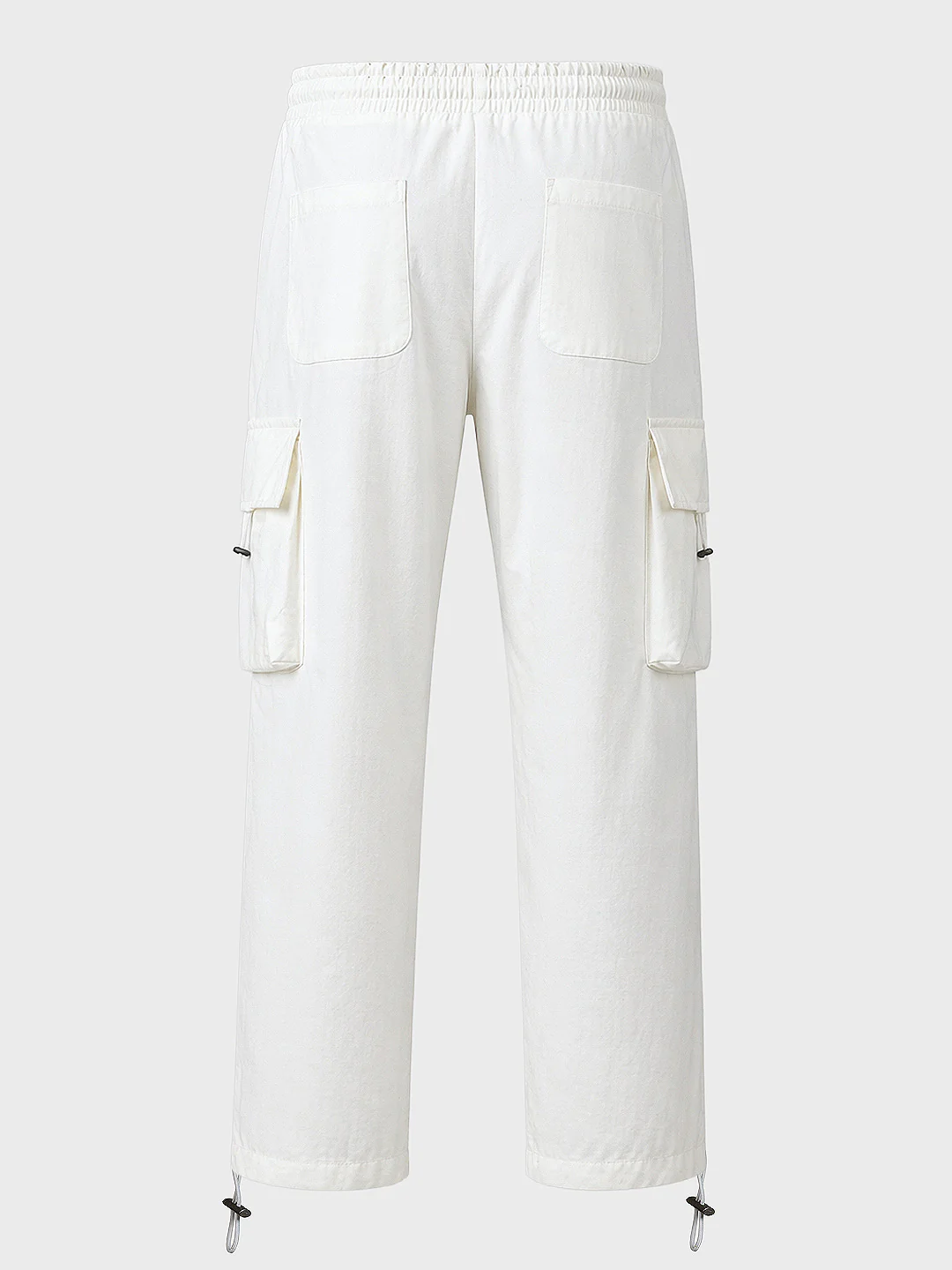 Men's White Baggy Fit Solid Utility Cargo - Image 7