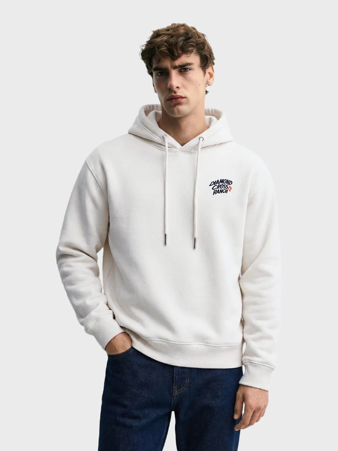 Men's White Boxy Fit Graphic Printed Casual Sweatshirt - Image 2