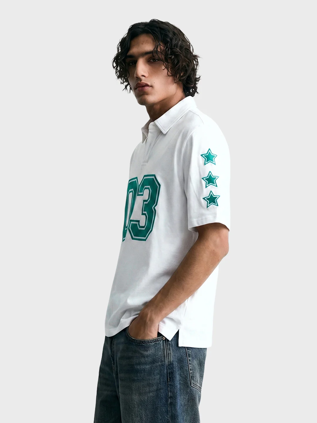 Men's White Boxy Fit Printed Casual T-Shirt - Image 3