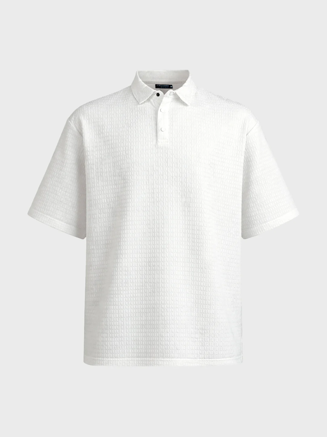 Men's White Boxy Fit Textured Casual T-Shirt - Image 5