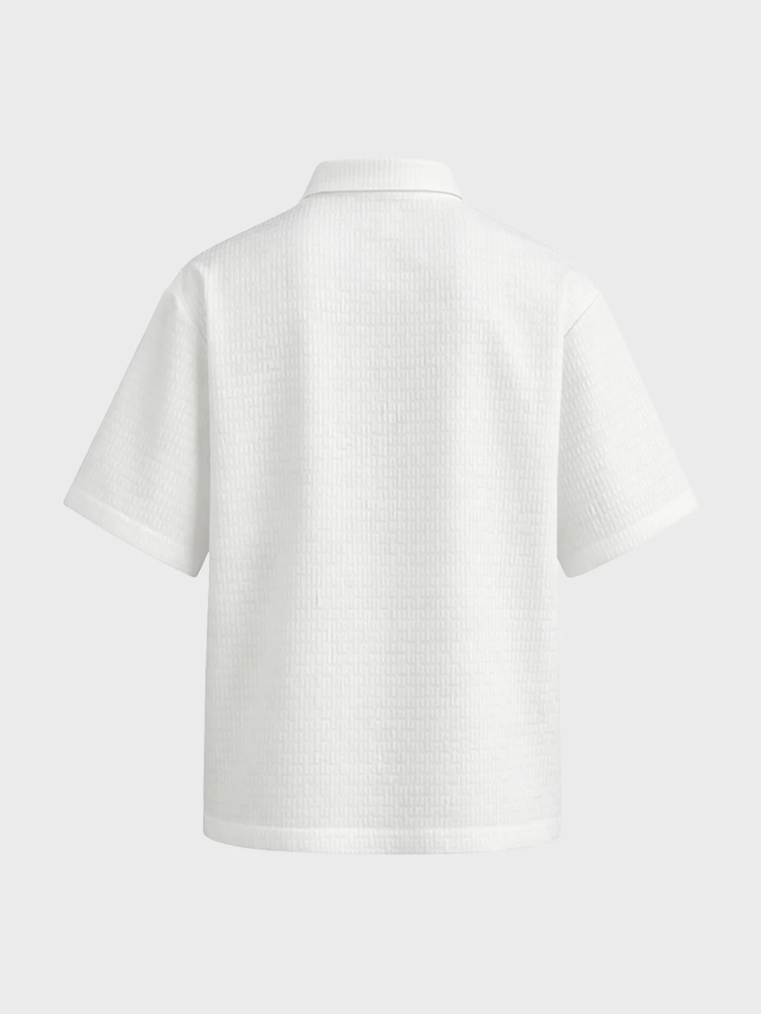 Men's White Boxy Fit Textured Casual T-Shirt - Image 6