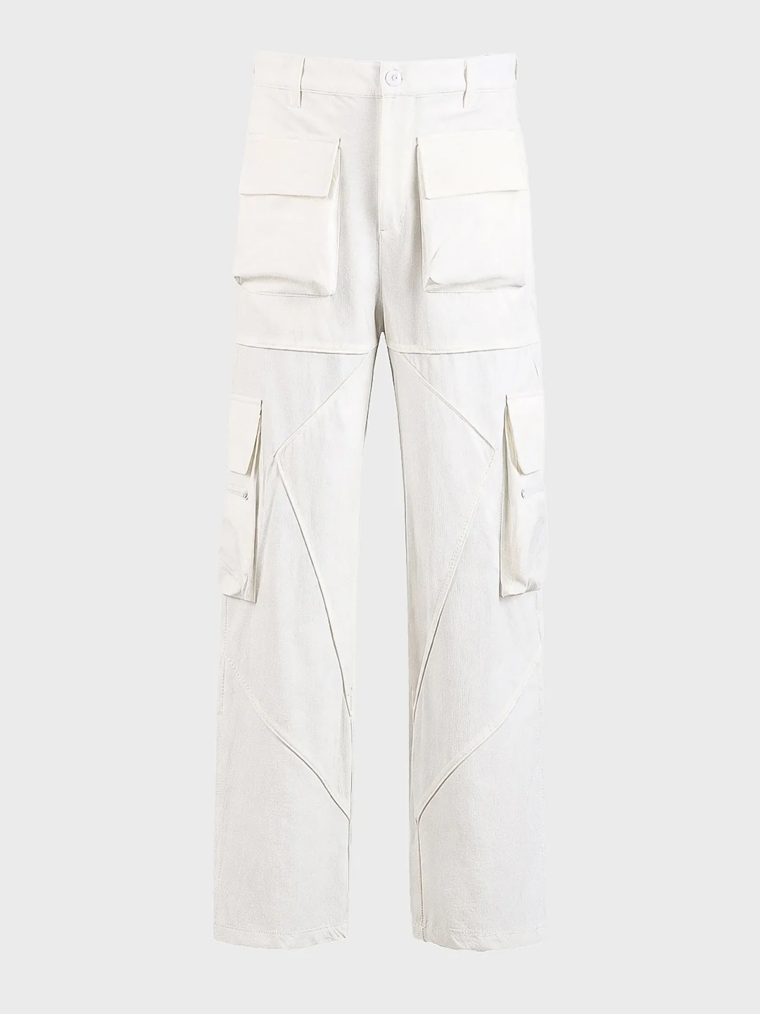 Men's White Loose Fit Solid Utility Cargo - Image 6