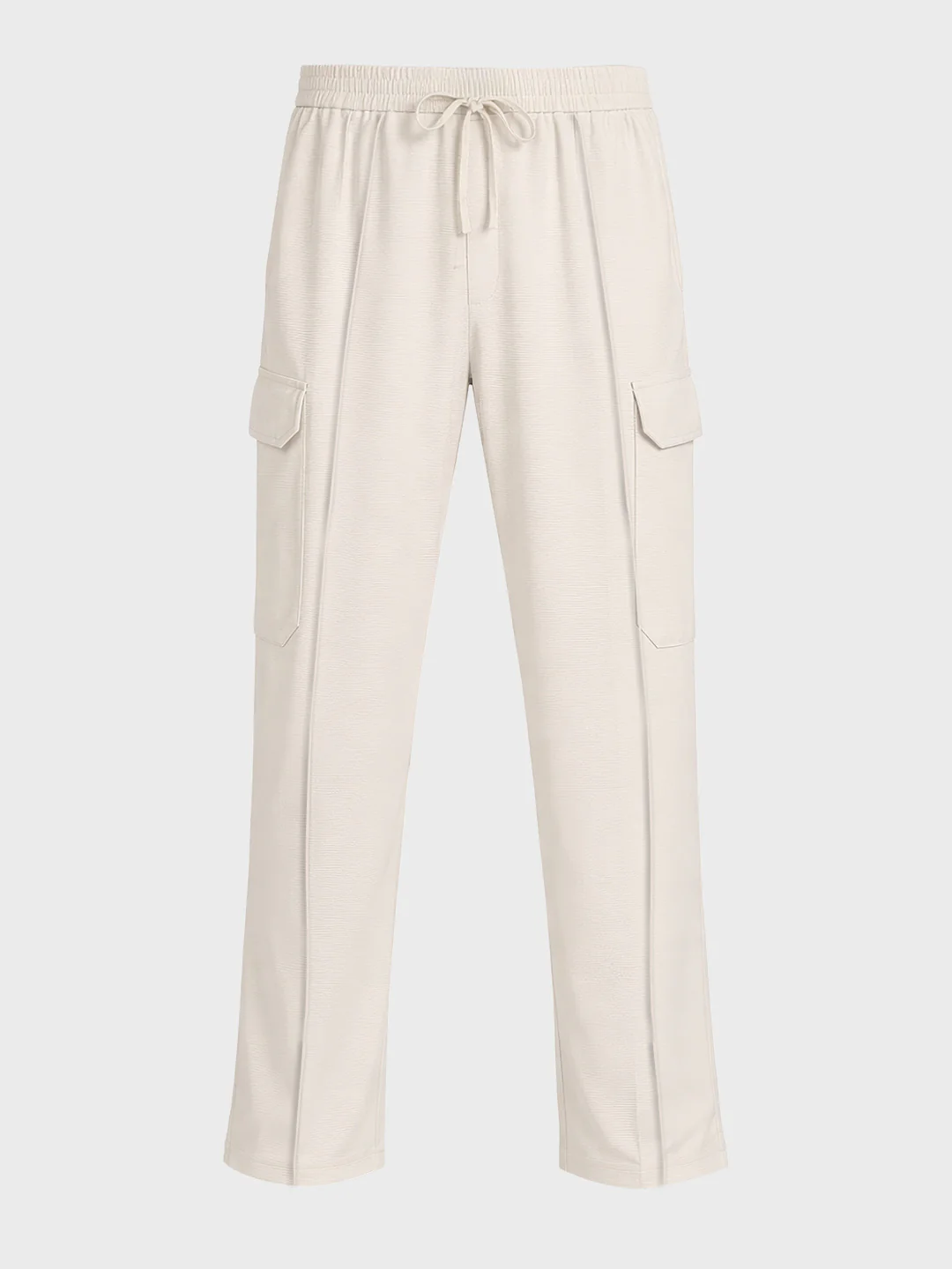 Men's White Loose Fit Textured Casual Joggers - Image 4