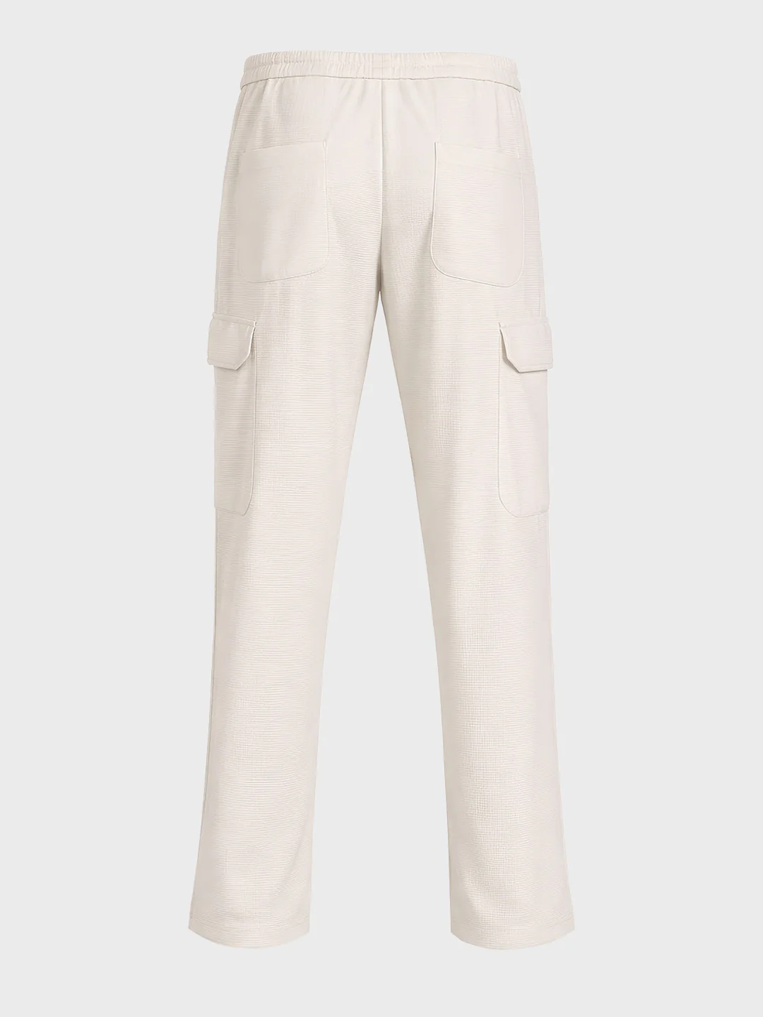 Men's White Loose Fit Textured Casual Joggers - Image 5