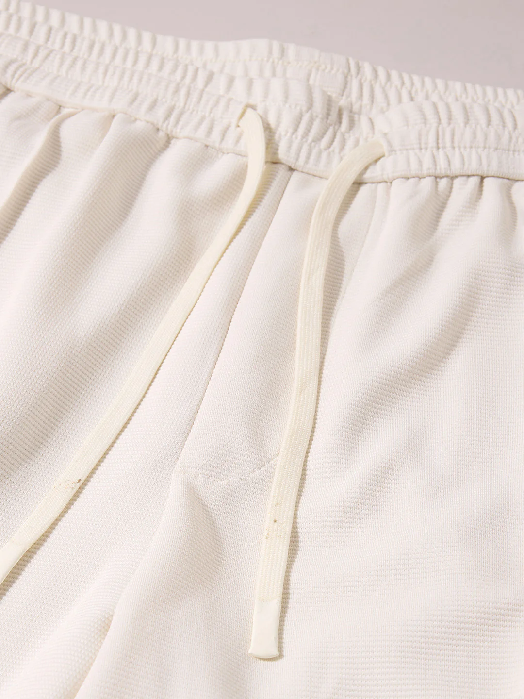 Men's White Loose Fit Textured Casual Joggers - Image 6