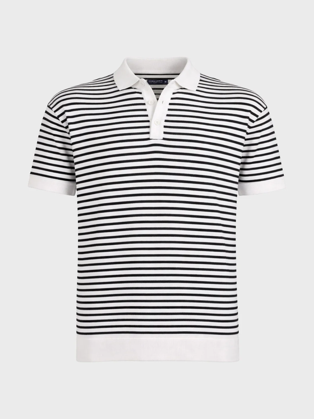 Men's White Oversized Fit Striped Flat Knit T-Shirt - Image 4