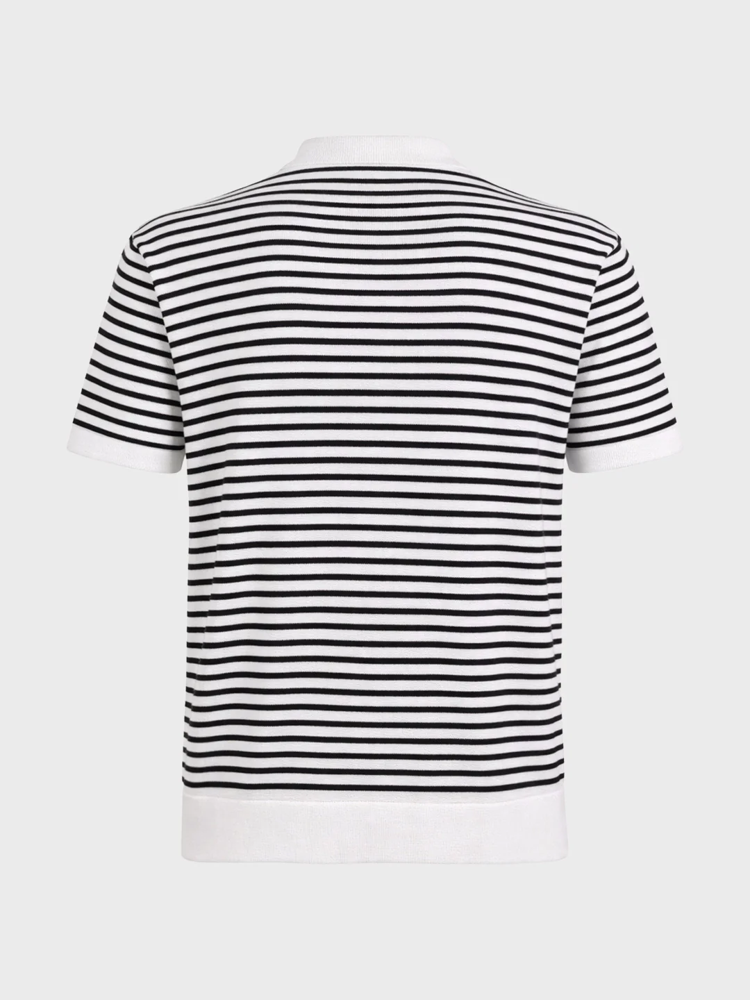 Men's White Oversized Fit Striped Flat Knit T-Shirt - Image 5