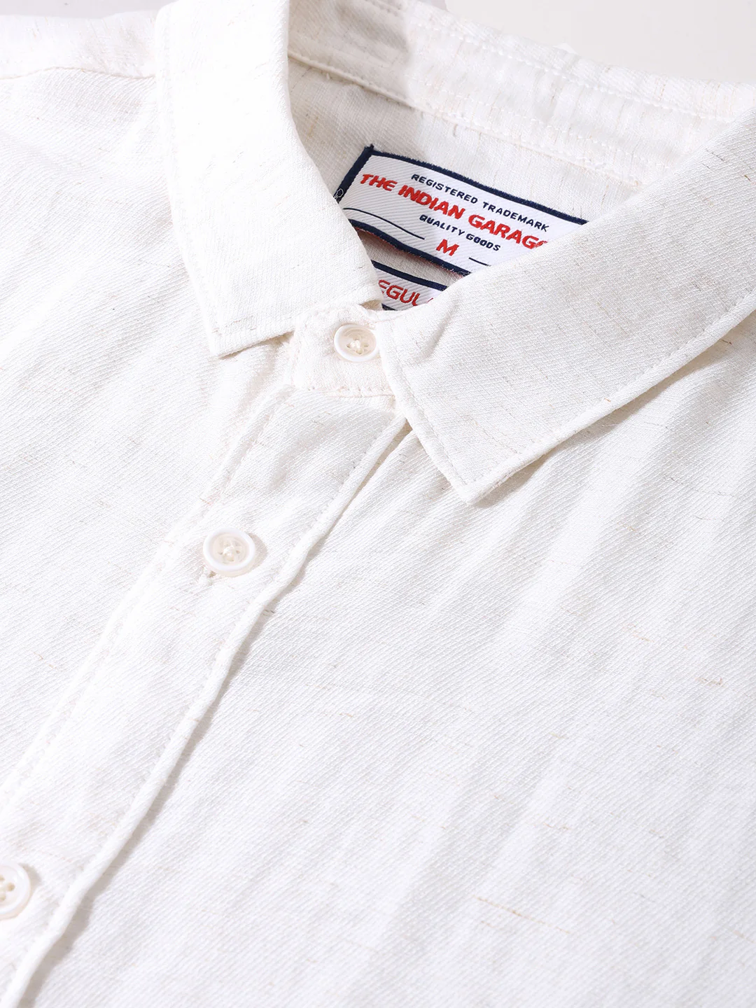 Men's White Regular Fit Casual Solid Shirt - Image 3