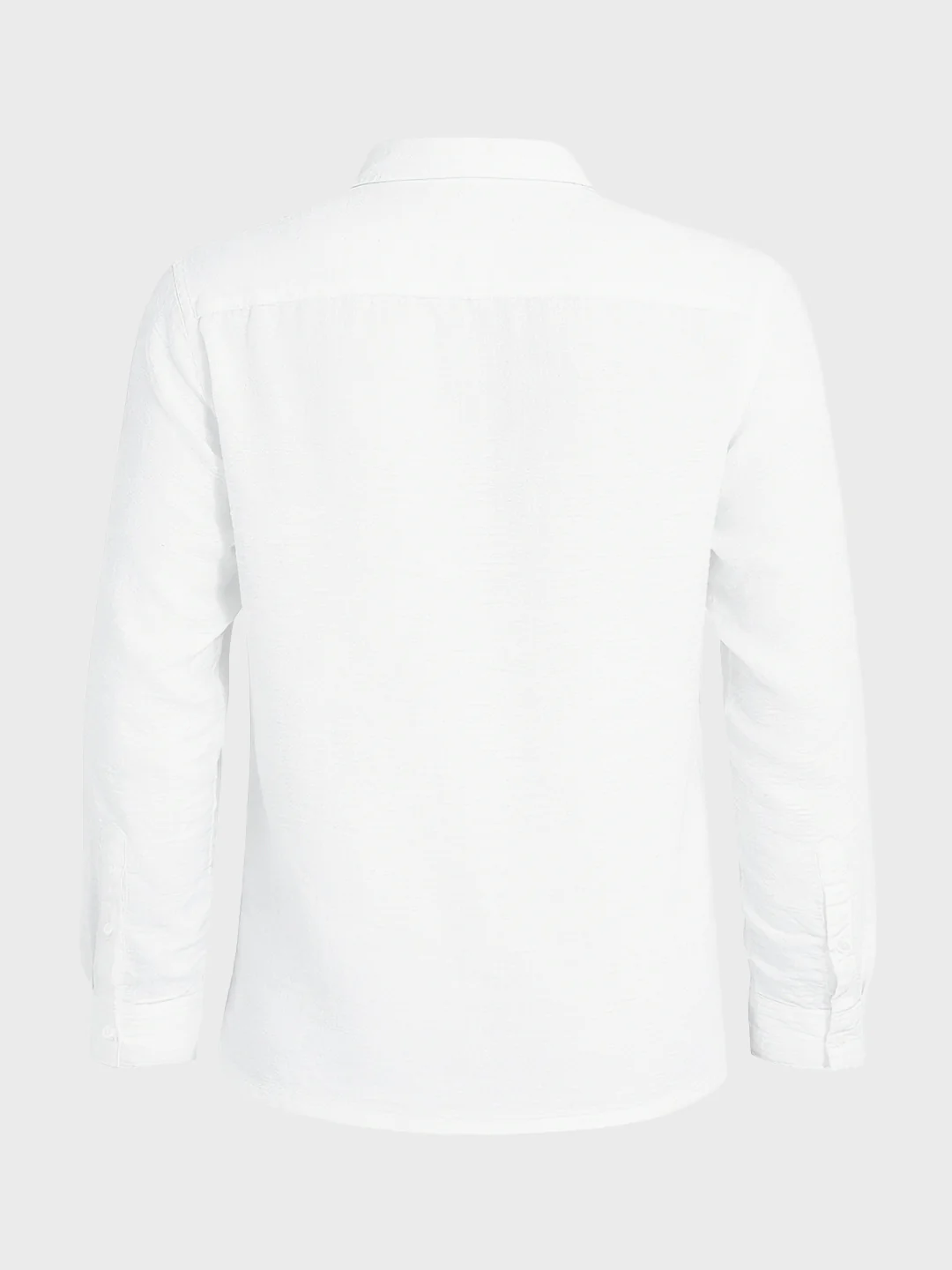 Men's White Regular Fit Casual Solid Shirt - Image 4