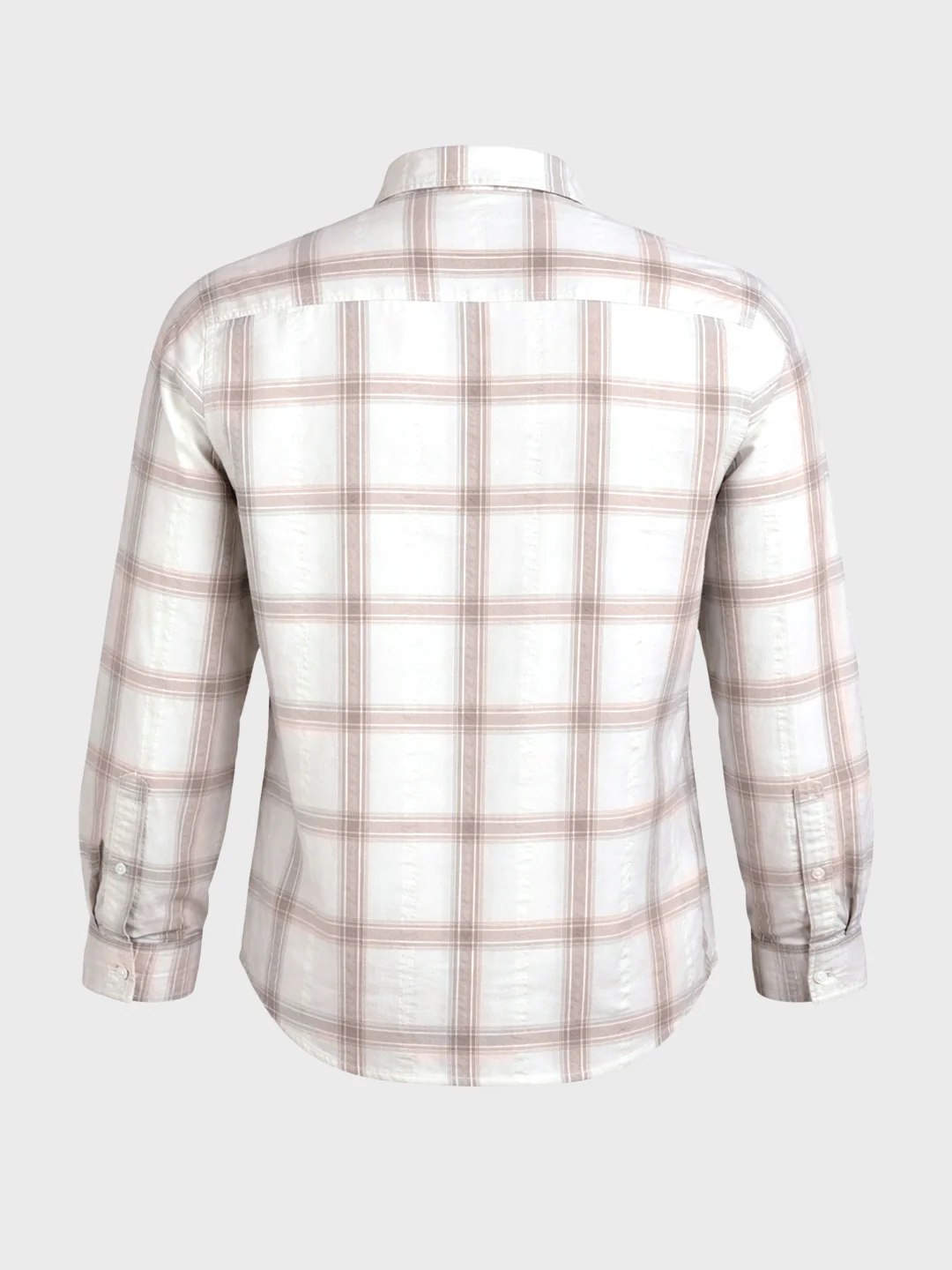 Men's Khaki Regular Fit Checkered Casual Shirt - Image 6