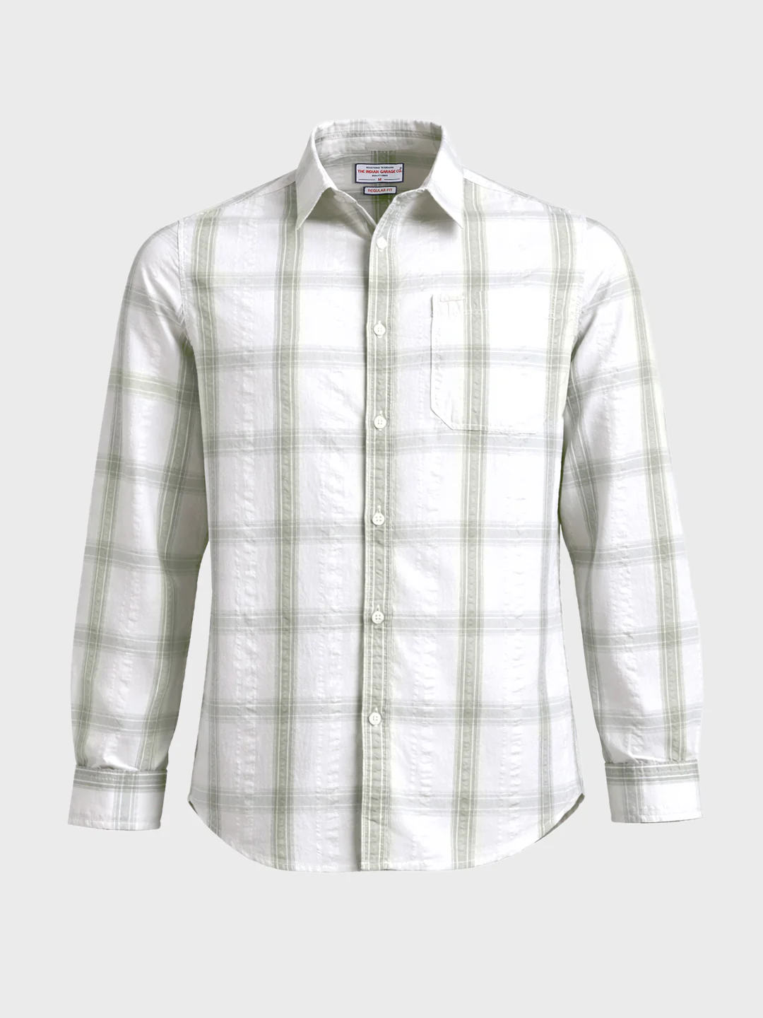 Men's Green Regular Fit Checkered Casual Shirt - Image 5
