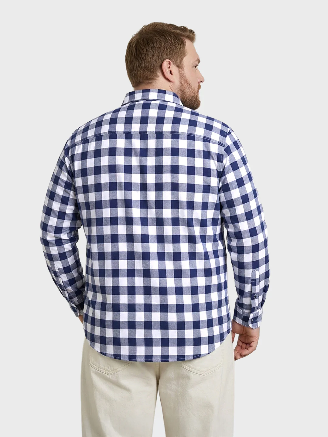 Men's White Regular Fit Checkered Casual Shirt - Image 3