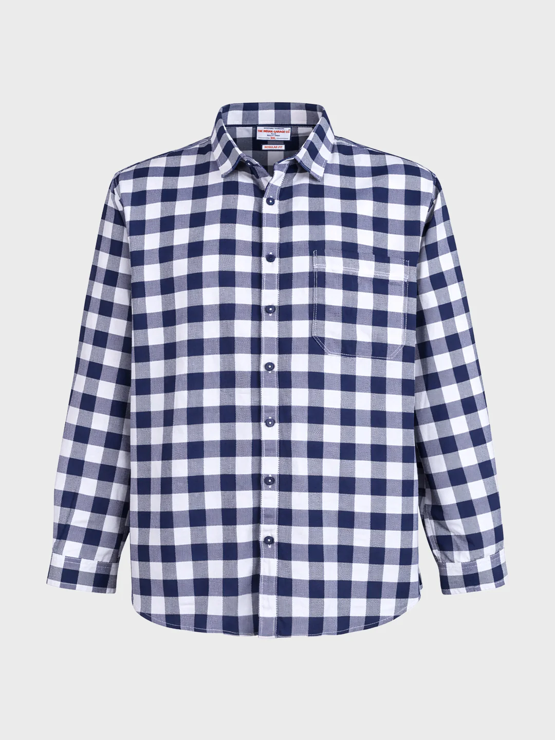 Men's White Regular Fit Checkered Casual Shirt - Image 4